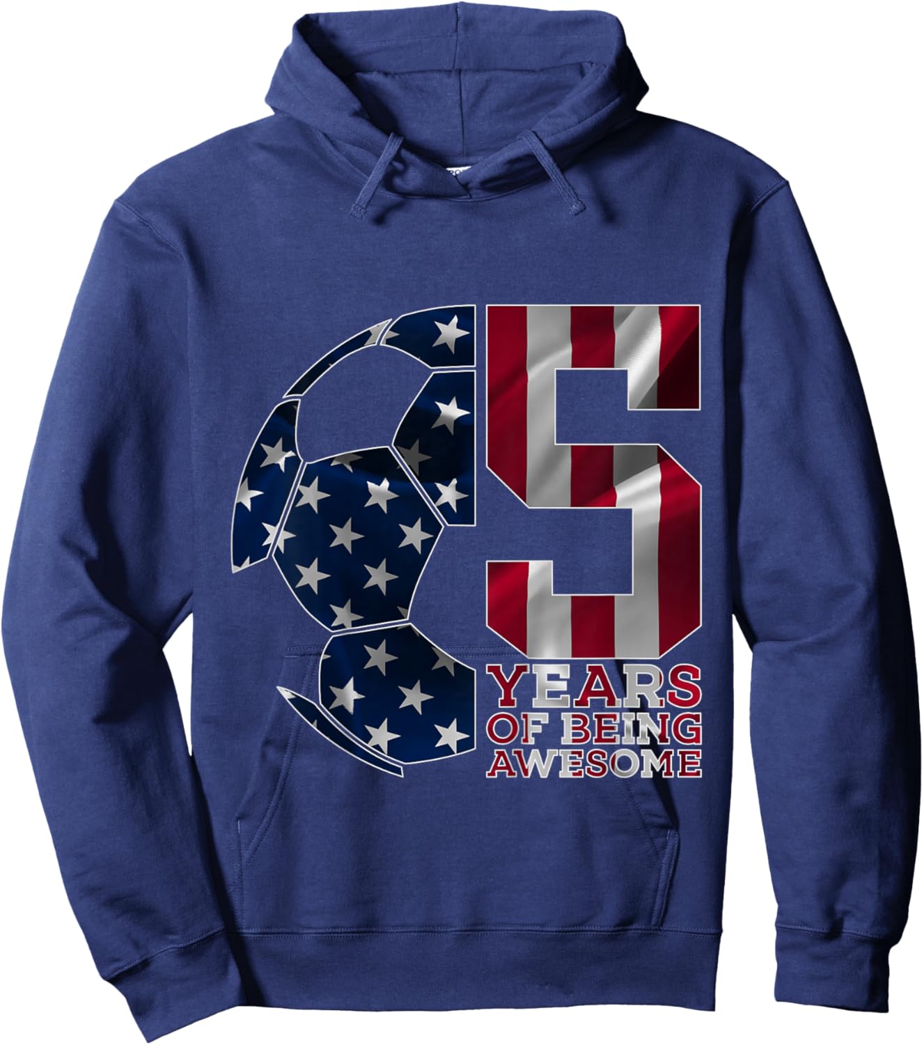 5 Years of Being Awesome Soccer 5th Birthday Hoodie - Hoodie | Navy