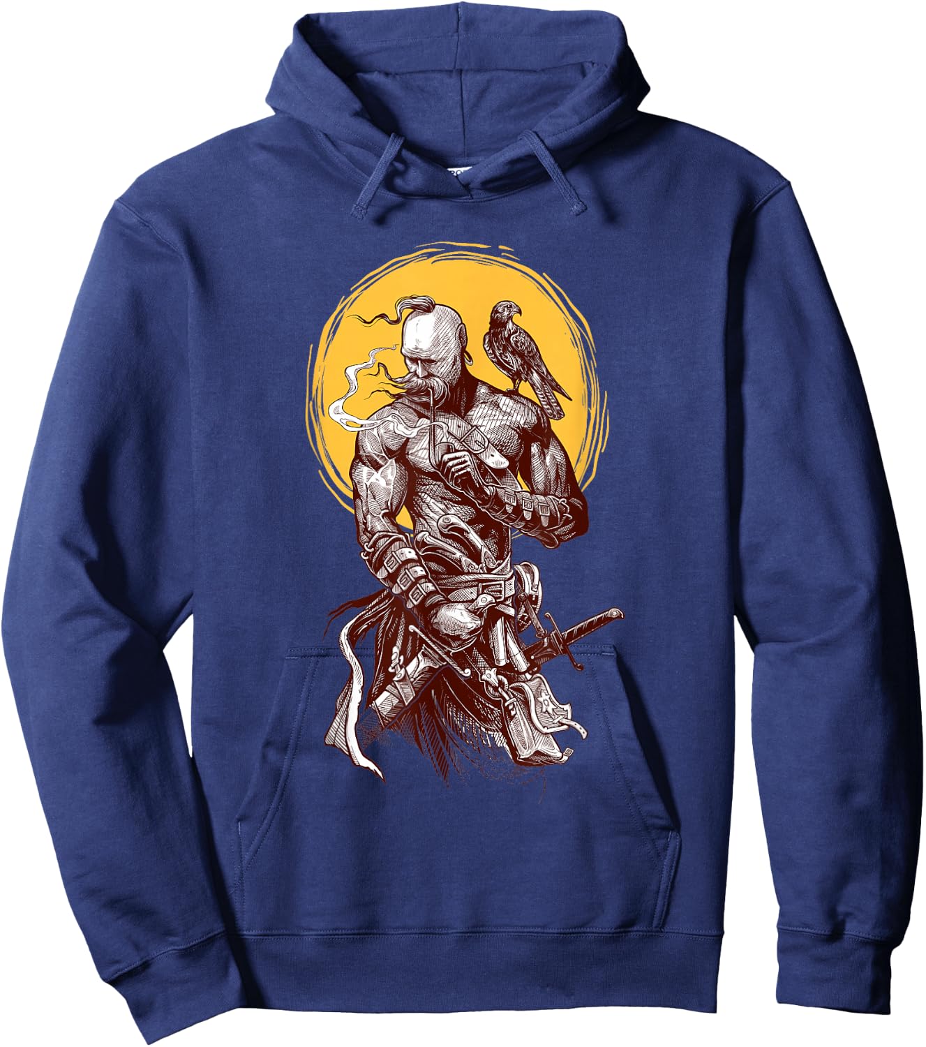 Ukrainian Cossack Warrior Holding Sword Fighting for Ukraine Hoodie - Hoodie | Navy