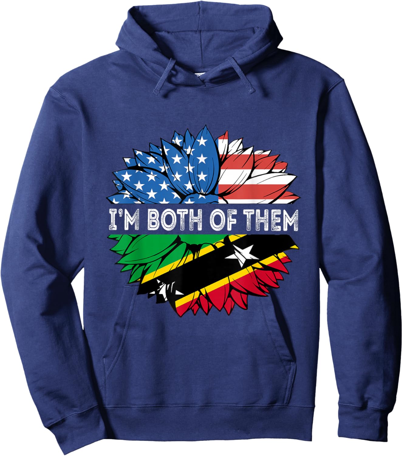 Saint Kitts and Nevis I'm Both Of Them Sunflower USA Hoodie - Hoodie | Navy