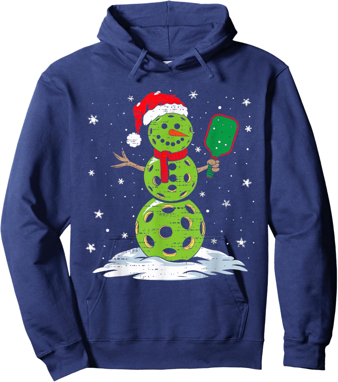 Christmas Pickleball Snowman Xmas Santa Hat Kids Hoodie - Hoodie | Navy