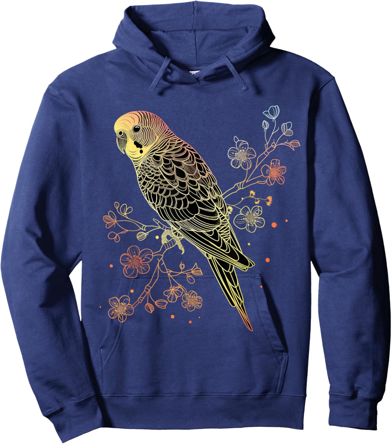 Budgie Parakeet Bird Mom Budgerigar Parrot Vintage Flower Hoodie - Hoodie | Navy