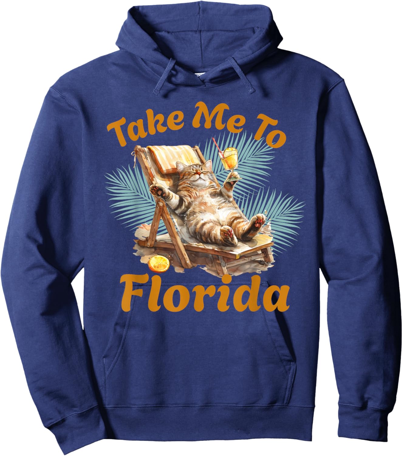 Take Me to Florida Cute Cat Beach Vacation Summer Hoodie - Hoodie | Navy
