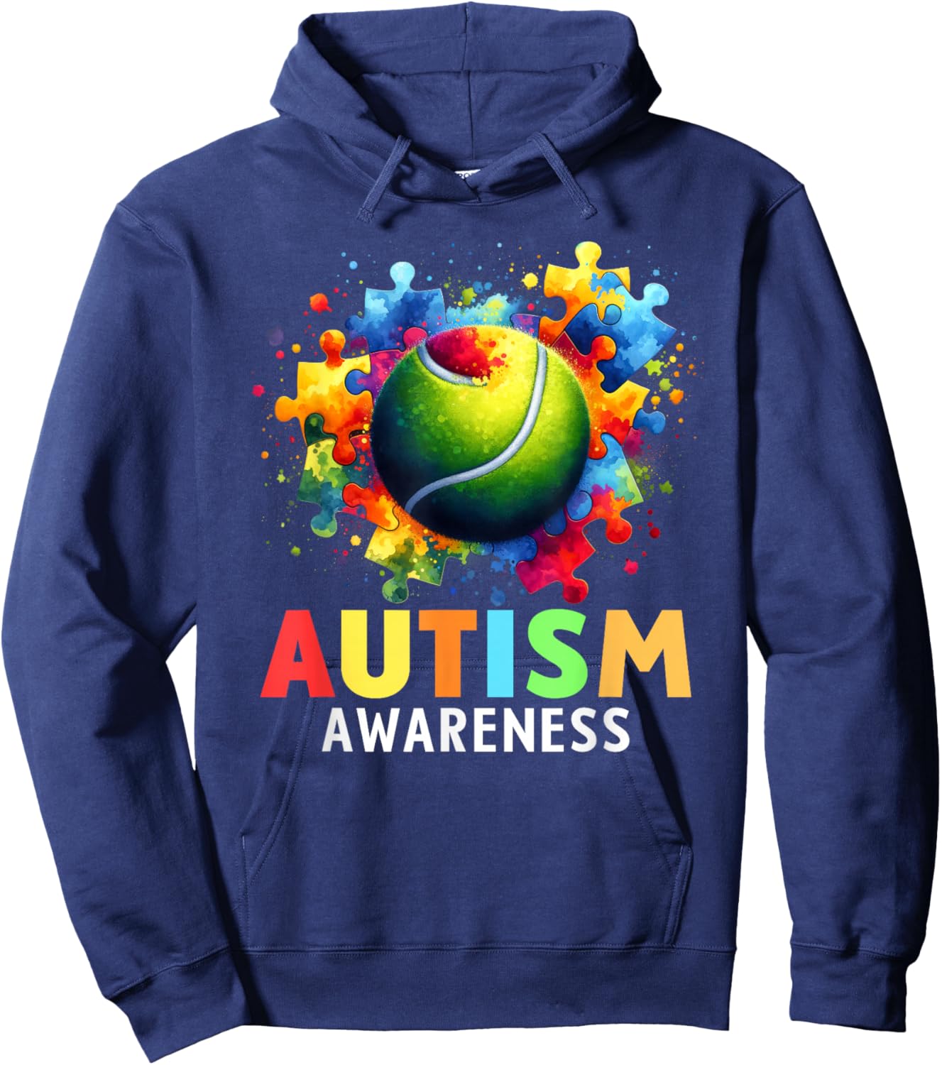 Autism Tennis Ball Autistic Autism Awareness Colorful Hoodie - Hoodie | Navy
