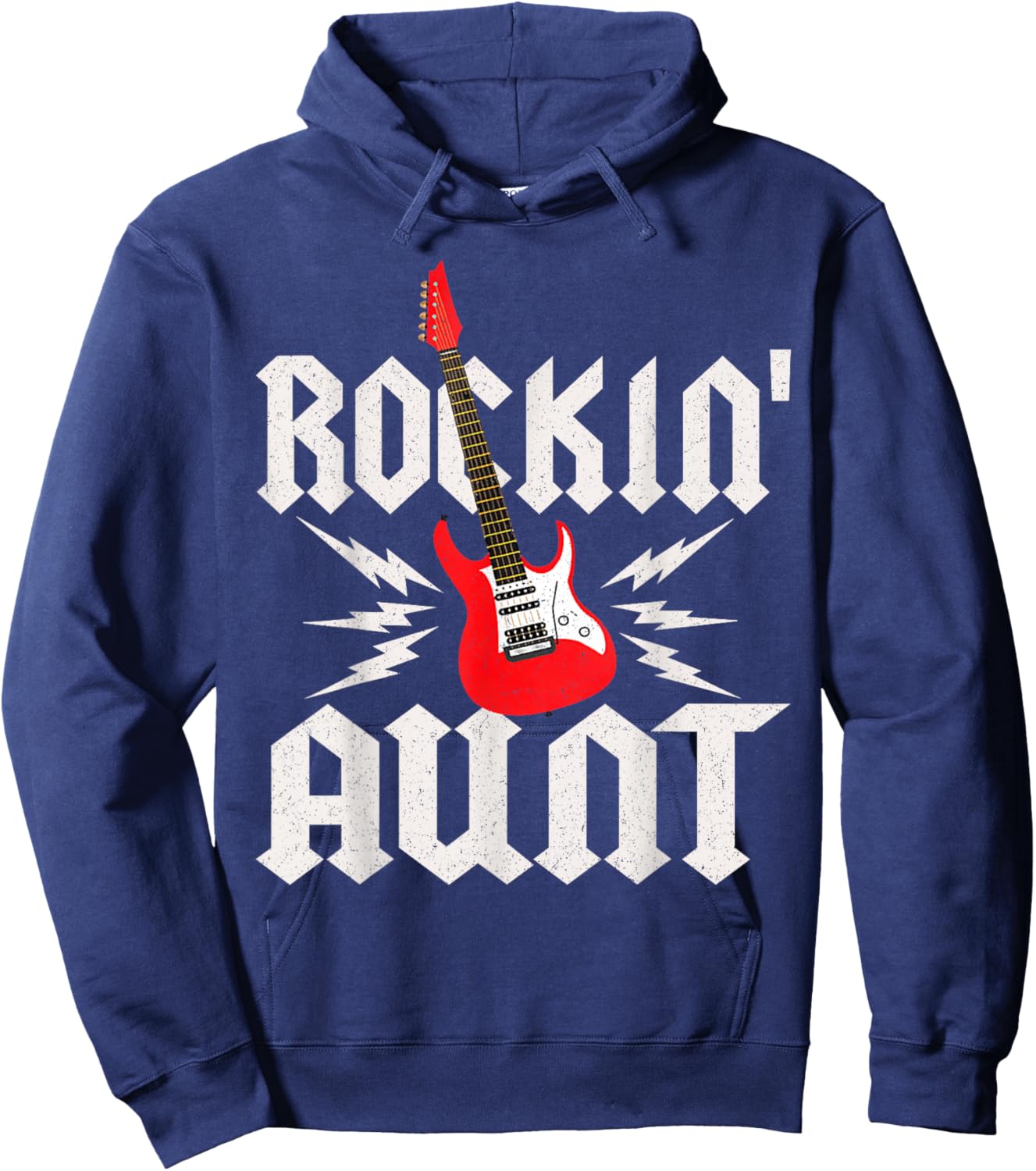 Aunt Rockin One Birthday Family Matching Rock Guitar Hoodie - Hoodie | Navy