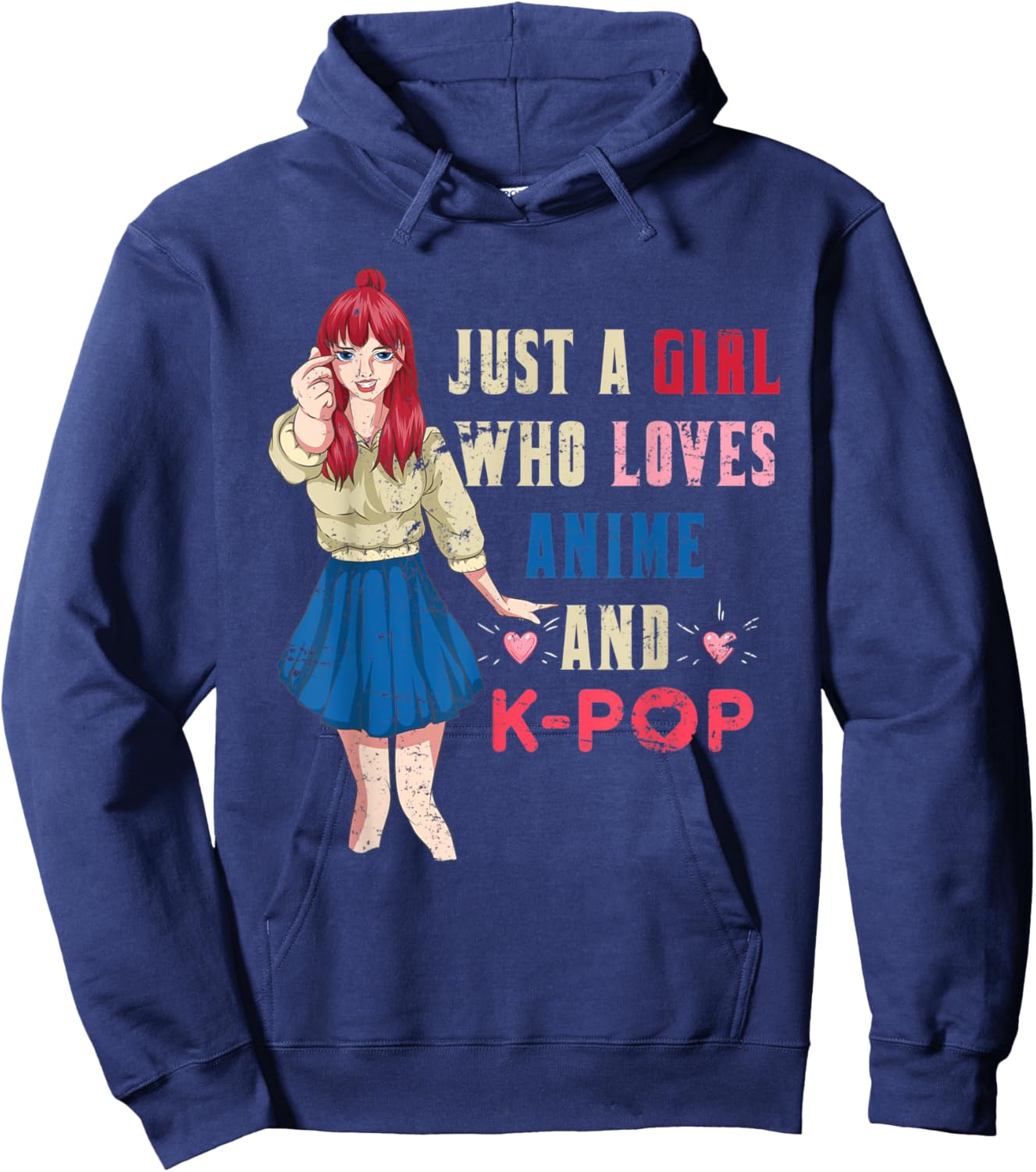 Kpop Korean Culture Otaku Girls Women Manga Kawaii Anime Hoodie - Hoodie | Navy