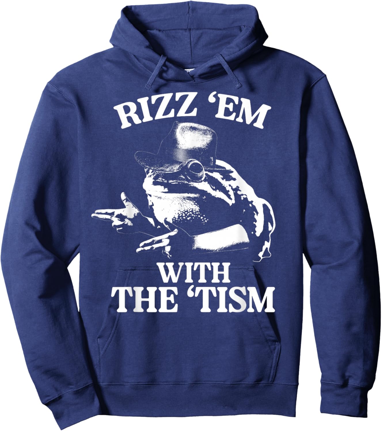 Rizz Em with The Tism Funny Meme Frog Hoodie - Hoodie | Navy