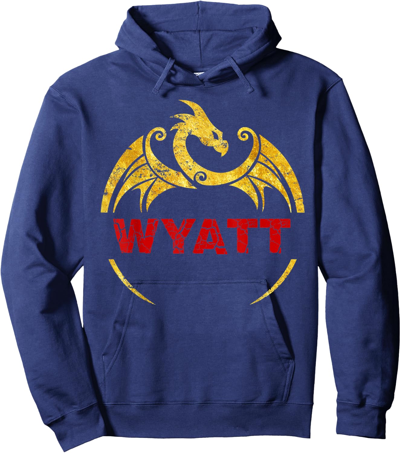 Wyatt Name Shirt Dragon Personalized Birthday Gift Hoodie - Hoodie | Navy