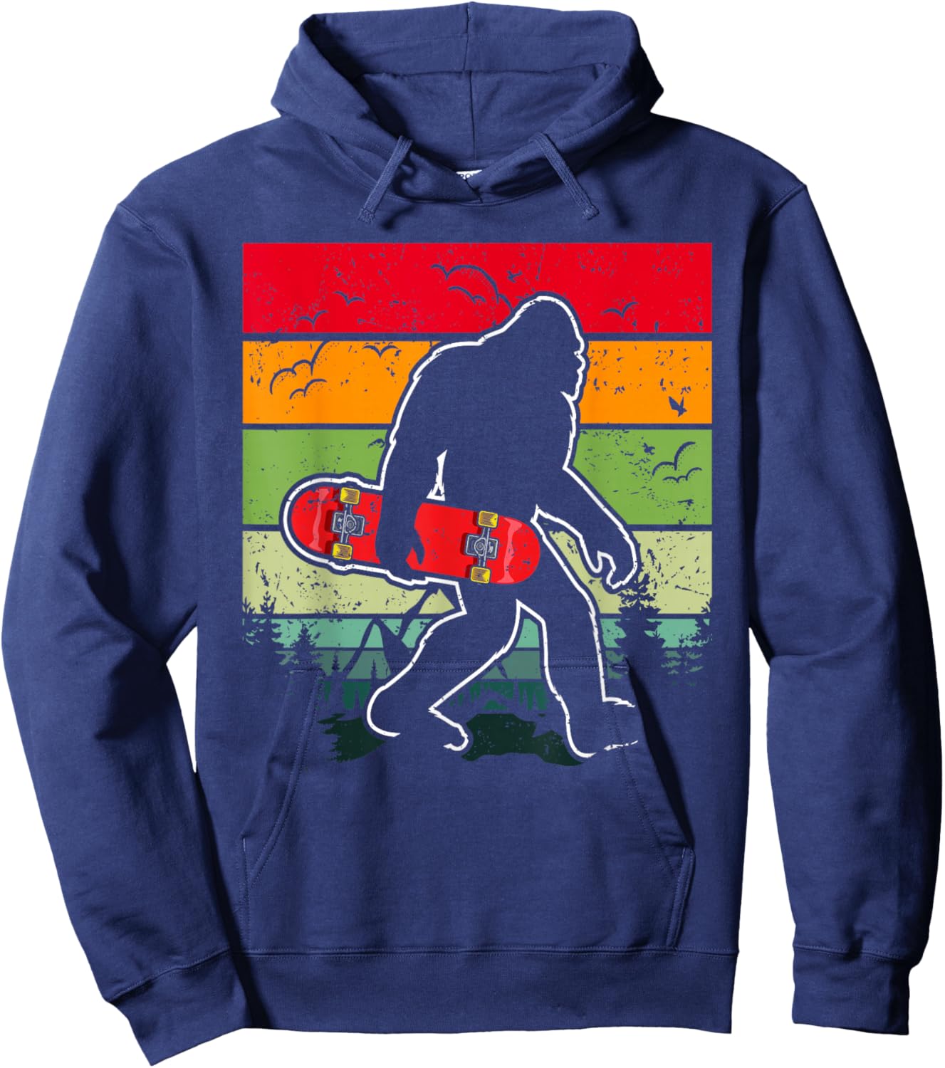 Longboard Bigfoot Skateboard & Sasquatch Fans Boys Hoodie - Hoodie | Navy