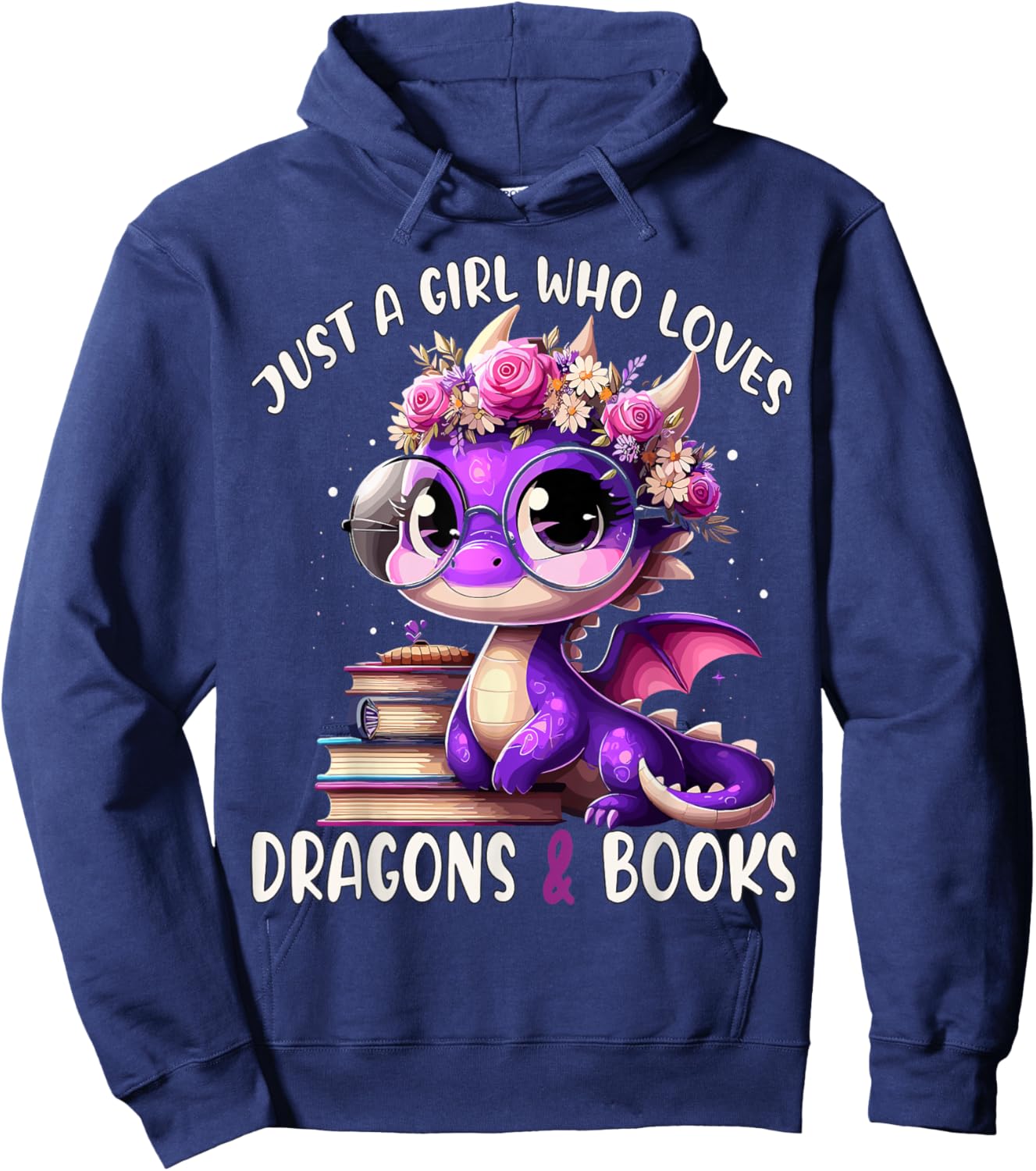 Just a Girl who loves Dragons and Books Dragon Reading Books Hoodie - Hoodie | Navy