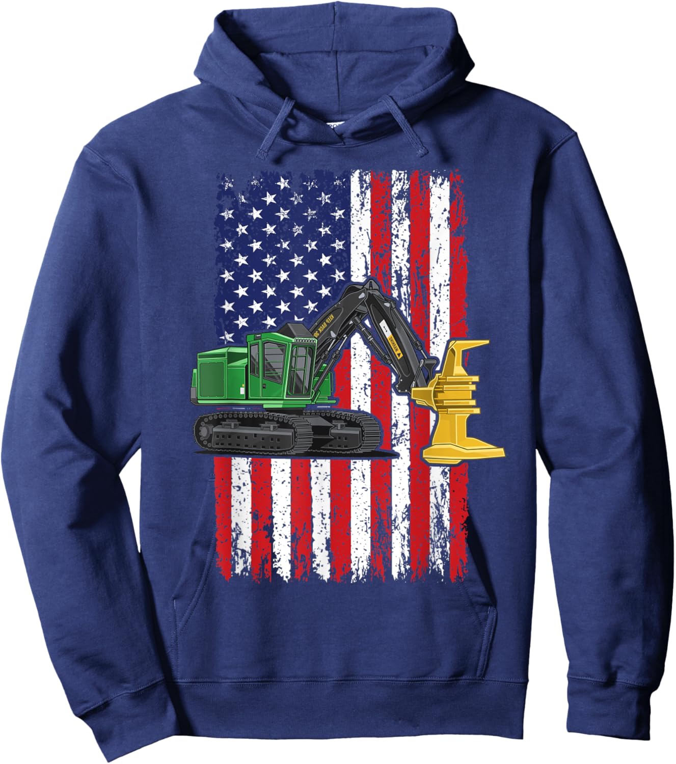 Feller Buncher Operator Machine 4th of July Men Women Logger Hoodie - Hoodie | Navy