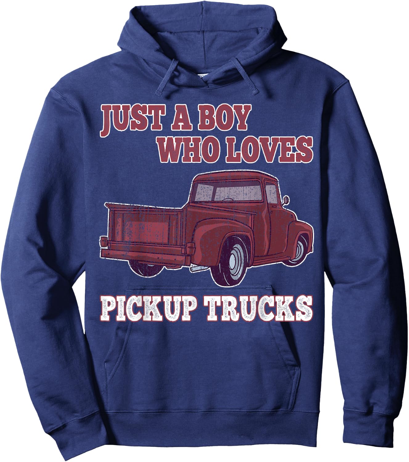 Just A Boy Who Loves Pickup Trucks Kids Boys Toddler Hoodie - Hoodie | Navy