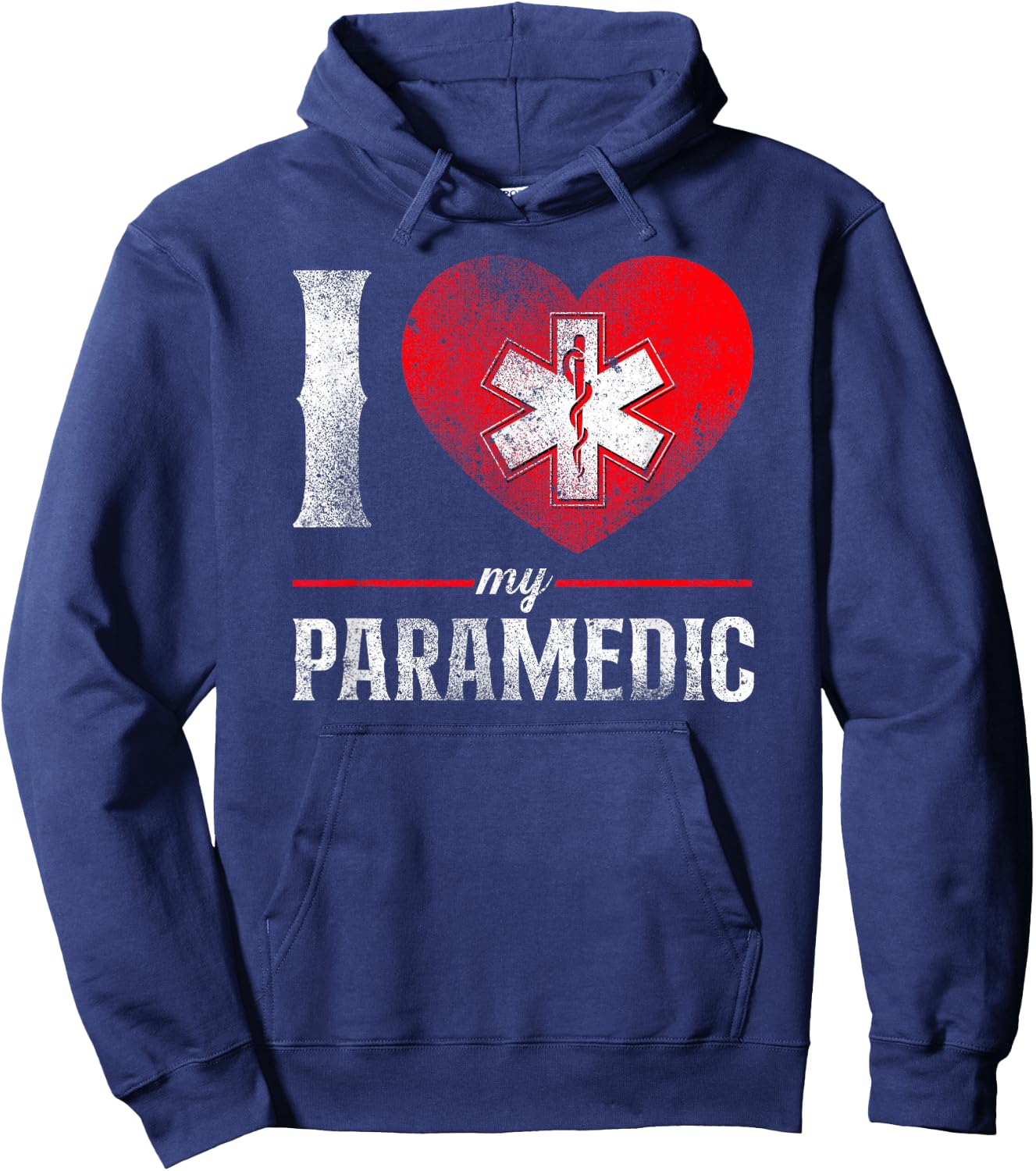I Love My Paramedic Valentines Day Heart Hoodie - Hoodie | Navy