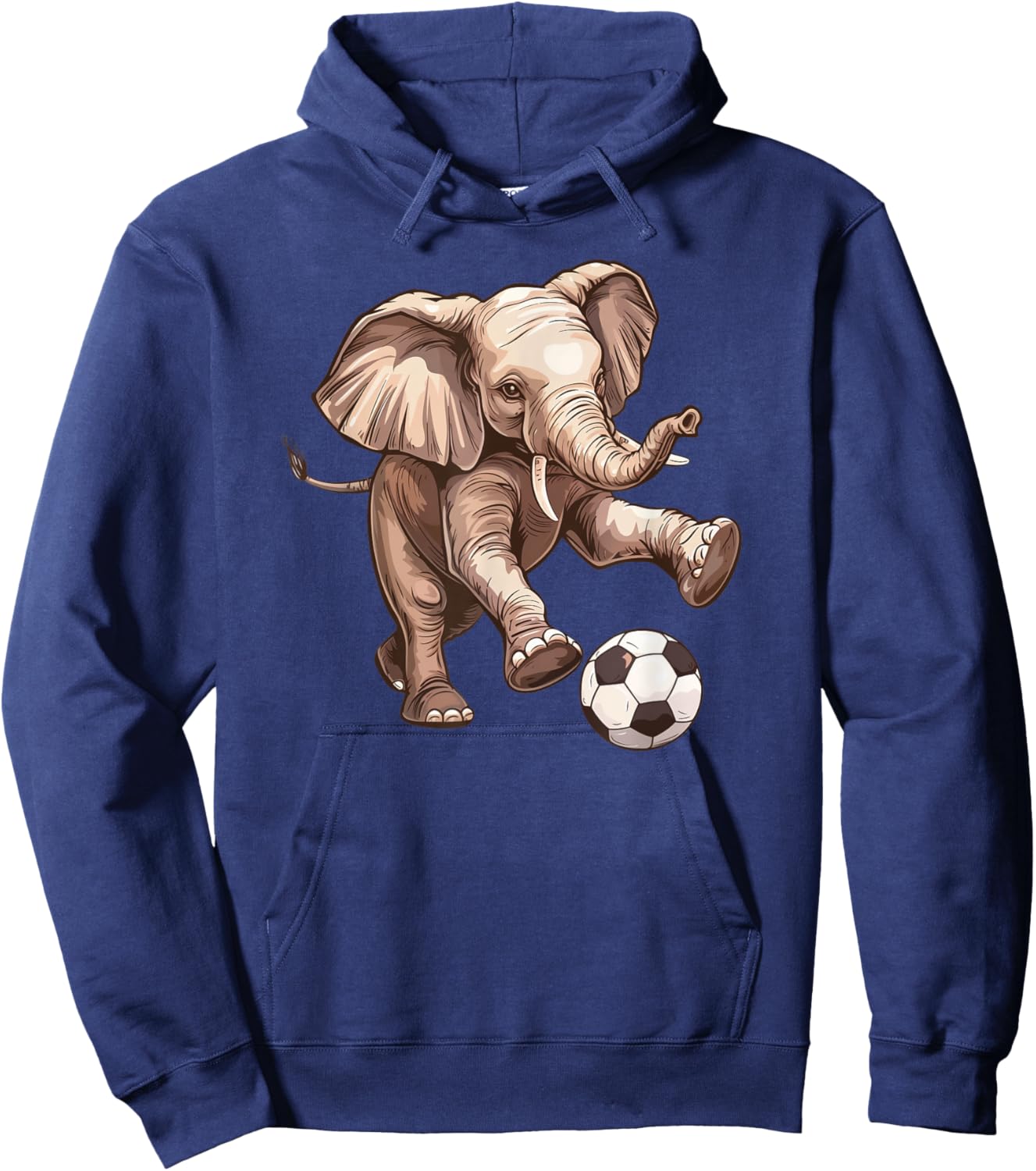 Elephant Playing Soccer - Cute Futbol Playing Elephant Hoodie - Hoodie | Navy