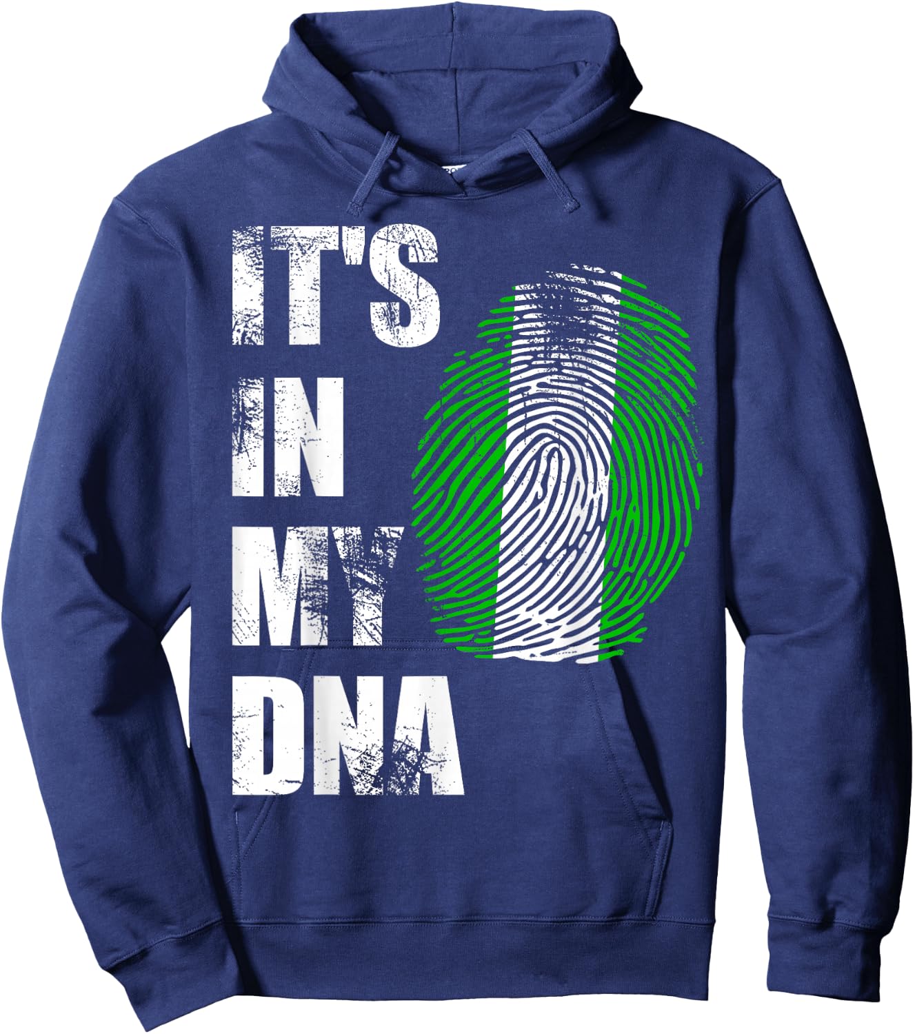Nigeria, It's in My DNA Nigerian Flag Distressed Hoodie - Hoodie | Navy
