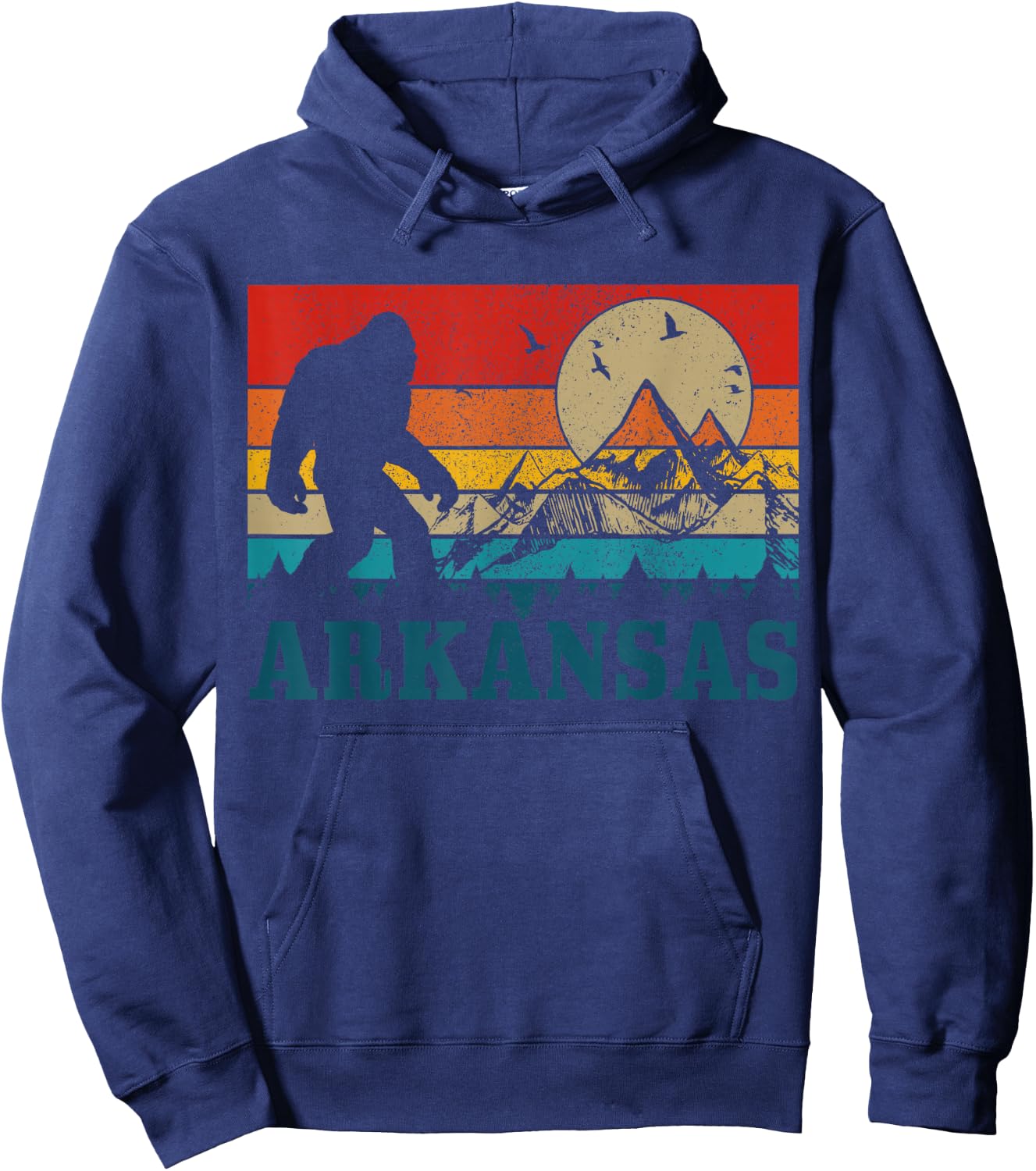 Arkansas Bigfoot Vintage Mountains Hiking Camping Gift Hoodie - Hoodie | Navy