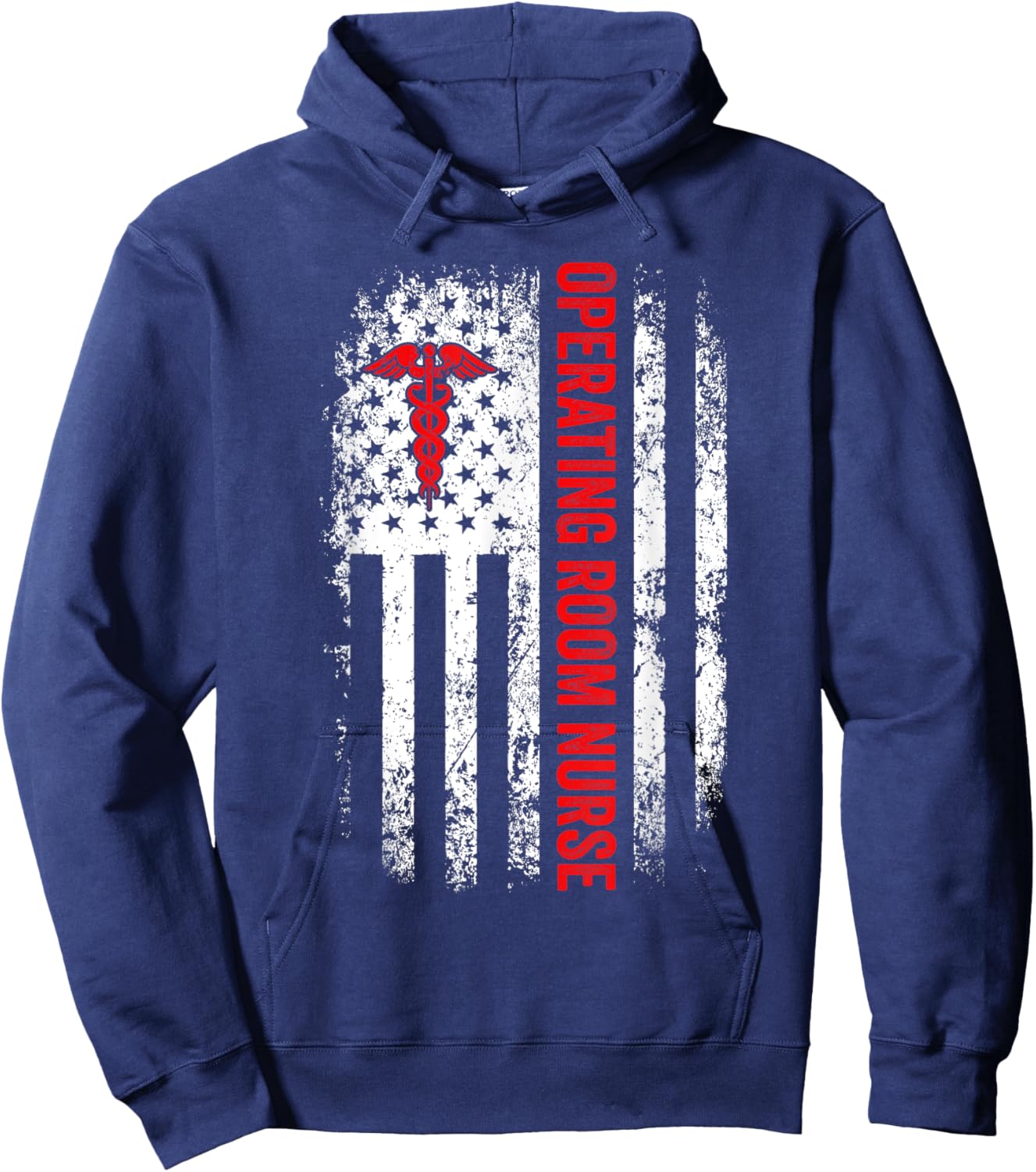 American Flag Nurse Operating Room Nurse OR Funny Nursing Women Men Hoodie - Hoodie | Navy