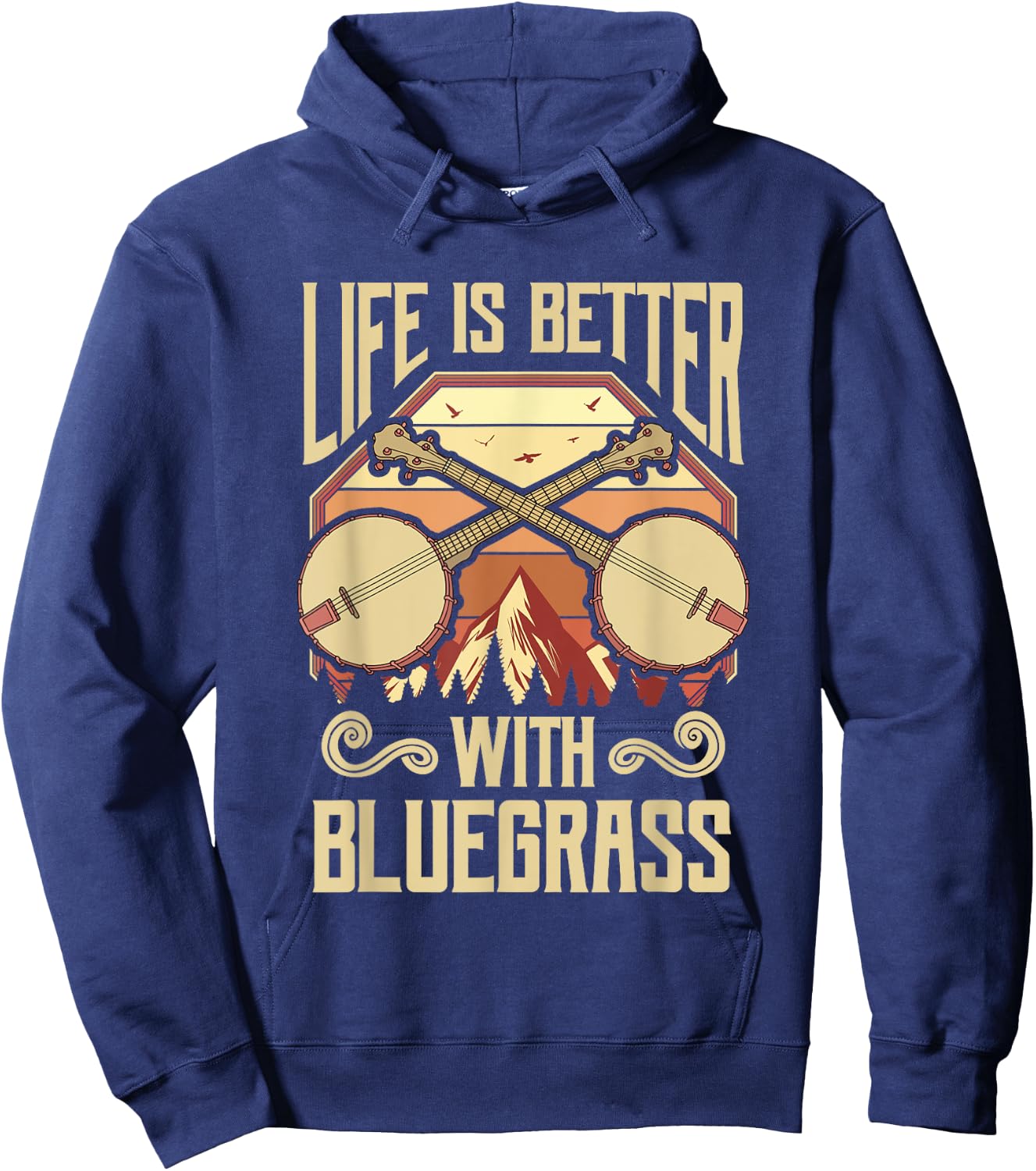 Banjo Vintage Retro Bluegrass Music Fans Banjo Player Hoodie - Hoodie | Navy