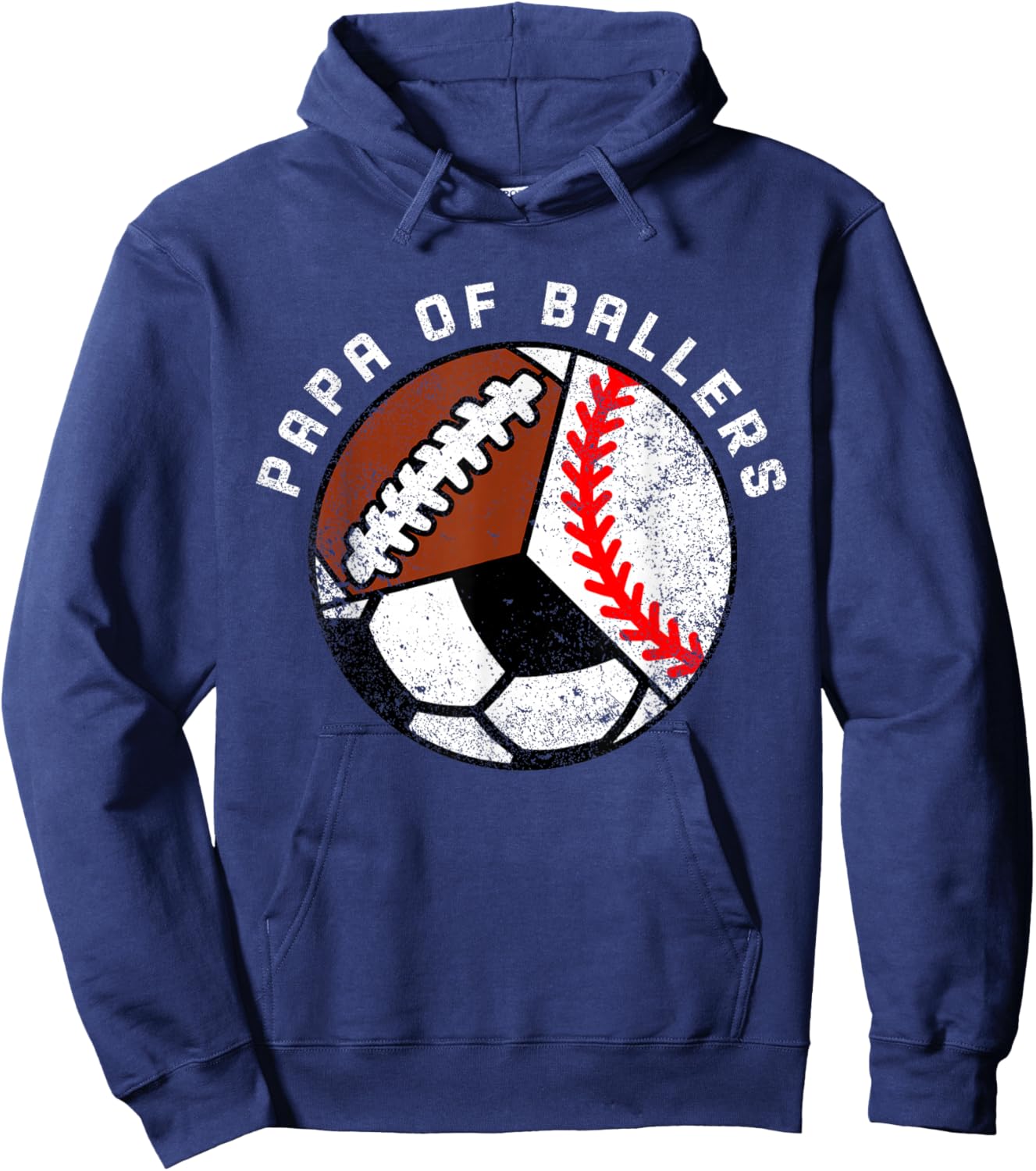 Papa Of Ballers Funny Baseball Soccer Football Papa Hoodie - Hoodie | Navy