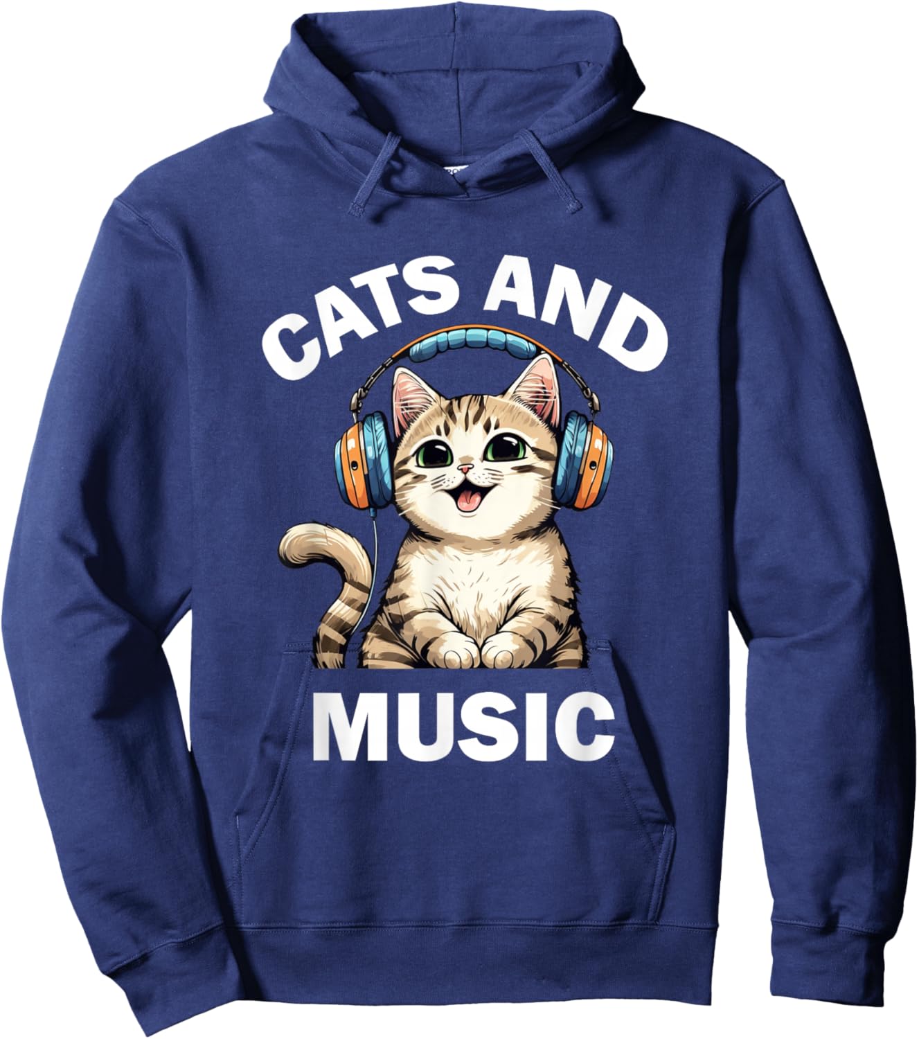 Cats and Music Funny Cat Lovers Music Lovers Hoodie - Hoodie | Navy