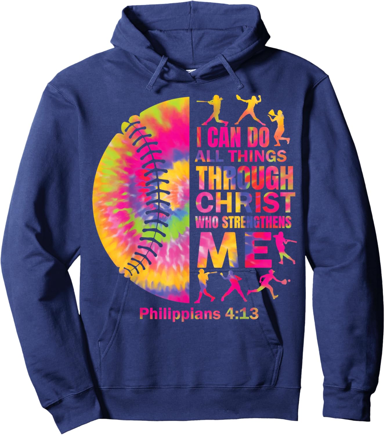 Softball-Shirt Women Girls Teen Christian Christ Tie Dye Hoodie - Hoodie | Navy