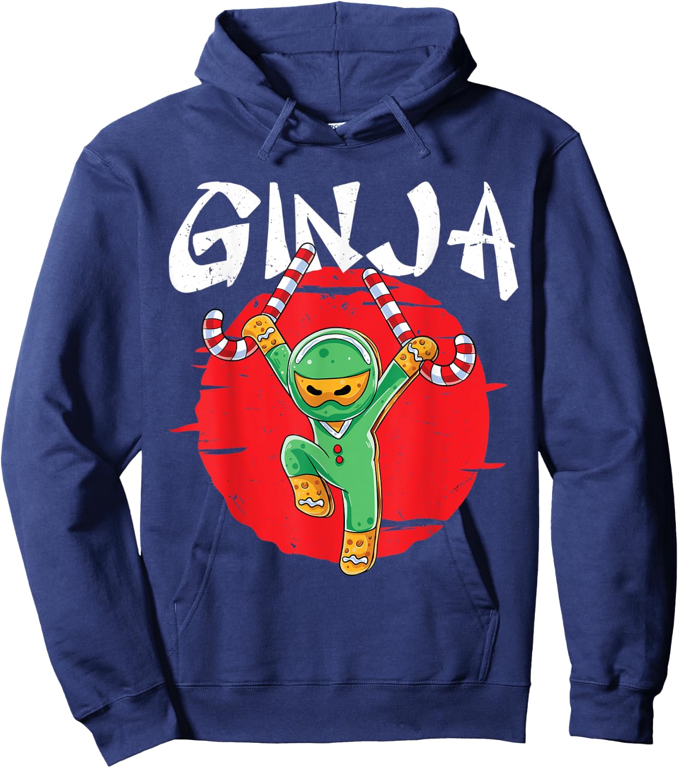 Ginja Ninja Ninjabread Man Gingerbread Ninja Ugly Christmas Hoodie - Hoodie | Navy
