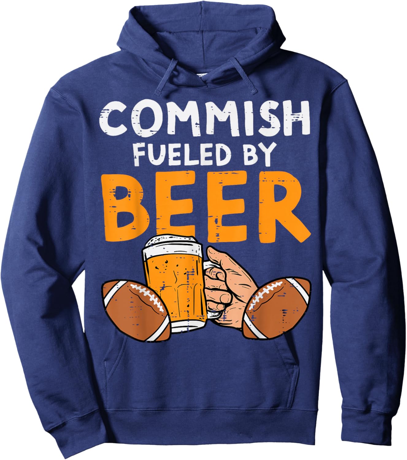 Commish Fueled By Fantasy Football Fun Commissioner Dad Men Hoodie - Hoodie | Navy
