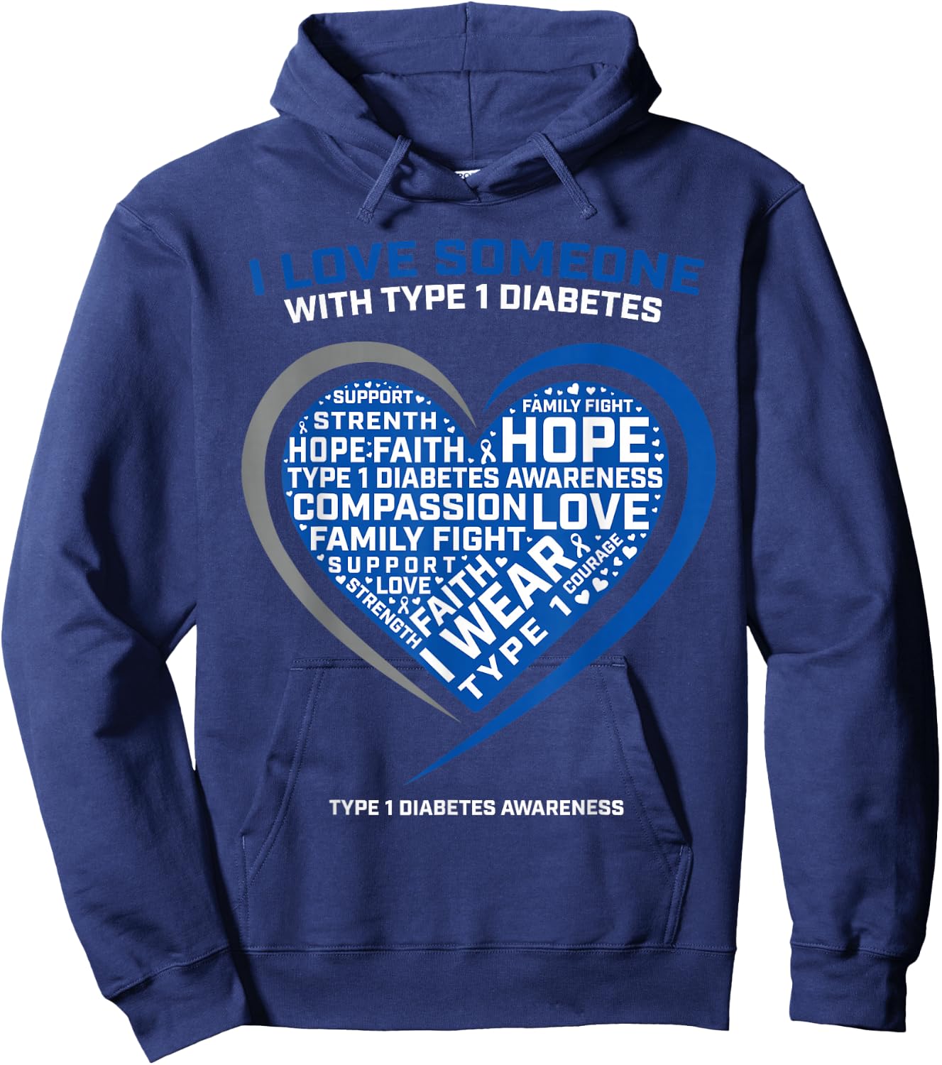 T1D Men Women Youth Kids Diabetic Type 1 Diabetes Awareness Hoodie - Hoodie | Navy