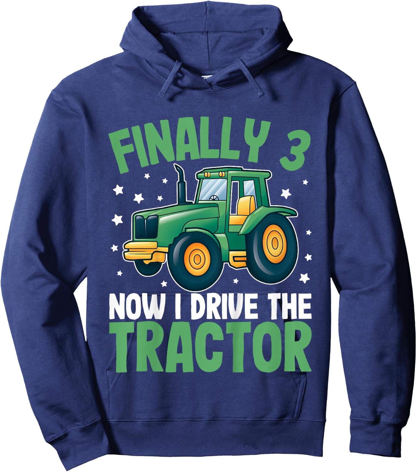 Kids Finally 3 Years | 3rd Birthday | Farmer Toddler Boys Tractor Hoodie - Hoodie | Navy