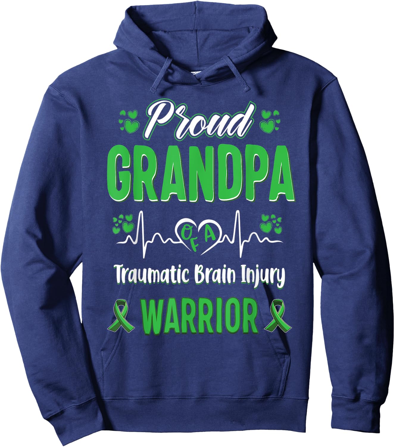 proud Grandpa Traumatic Brain Injury warrior awareness Hoodie - Hoodie | Navy