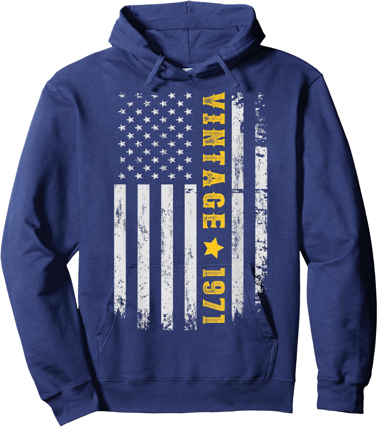 Vintage 1971 American Flag 50th Birthday Awesome Since 1971 Hoodie - Hoodie | Navy