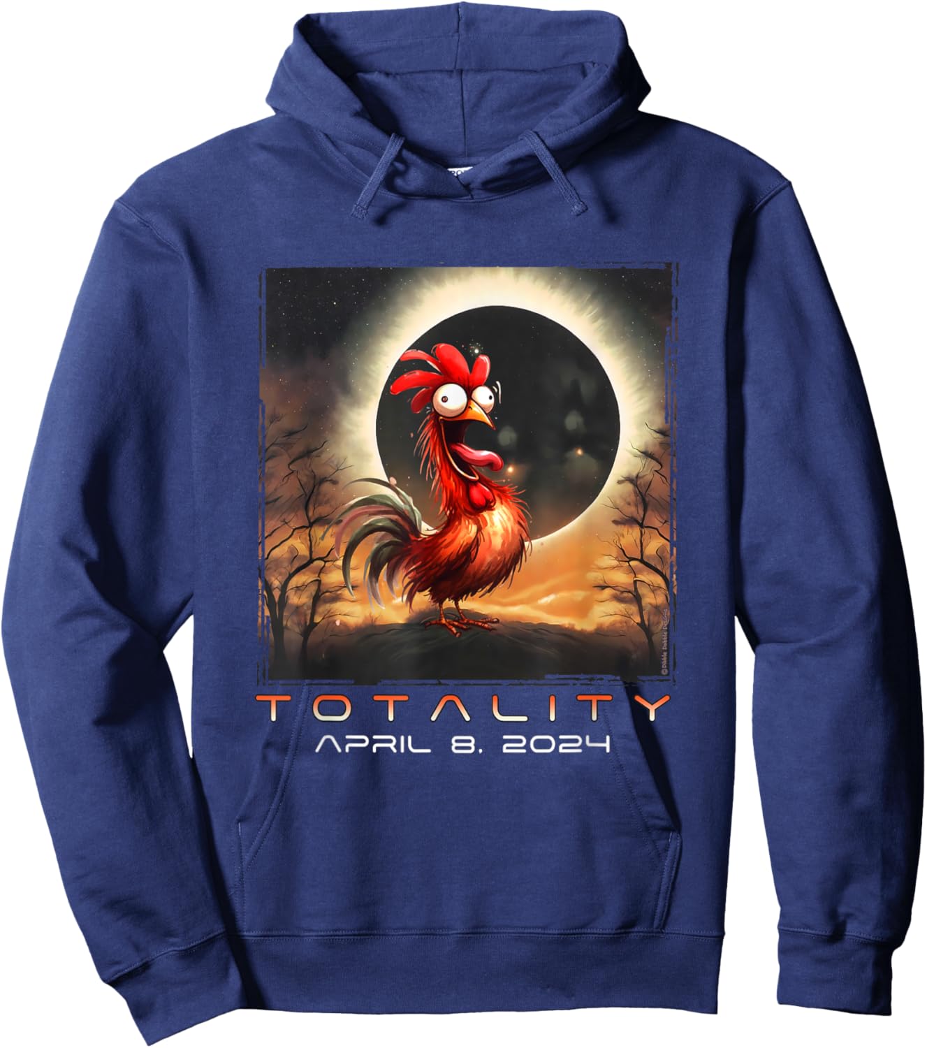 Funny Chicken Total Solar Eclipse Hoodie - Hoodie | Navy