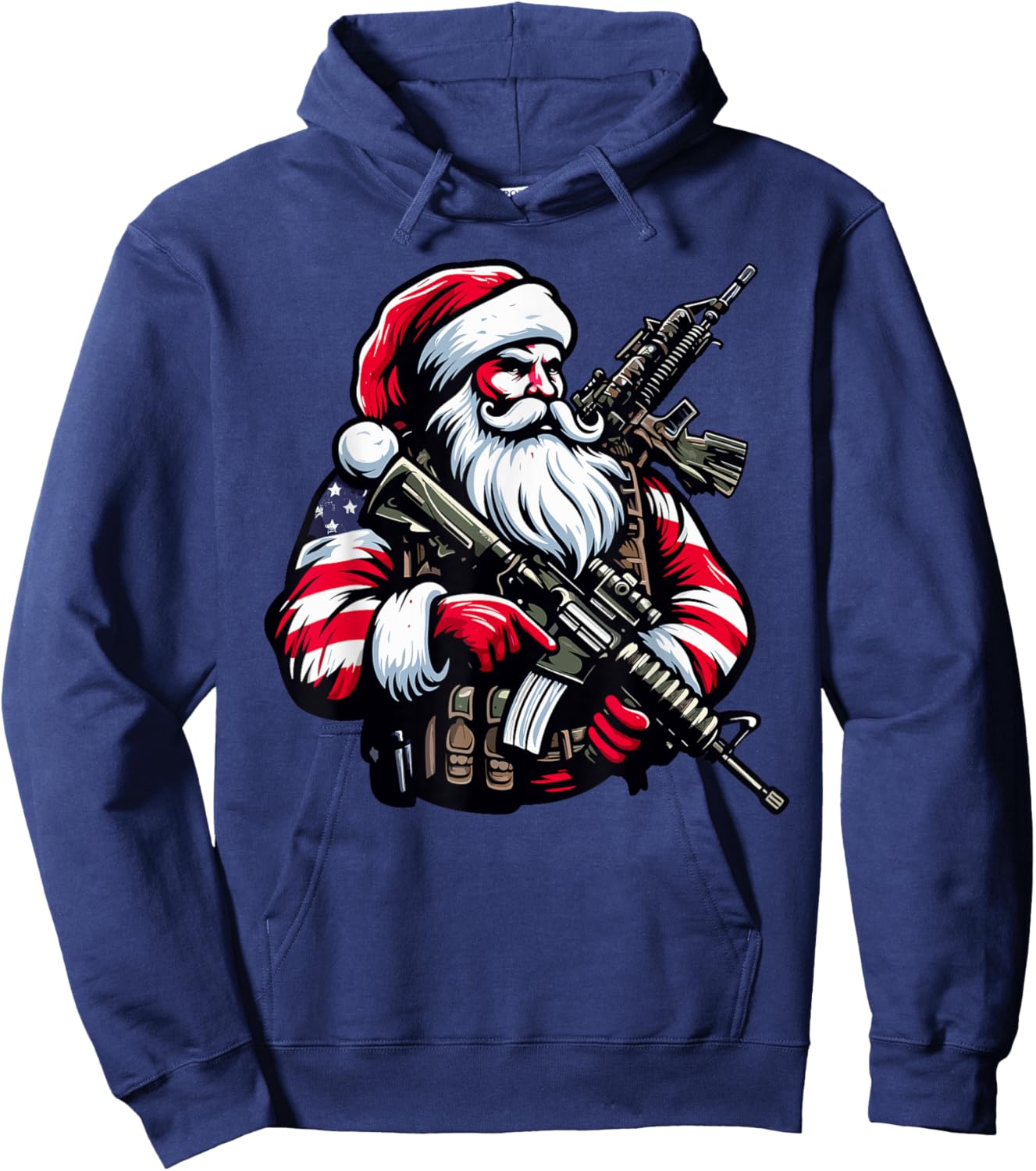 Patriotic American Santa Soldier Christmas Army Military Hoodie - Hoodie | Navy