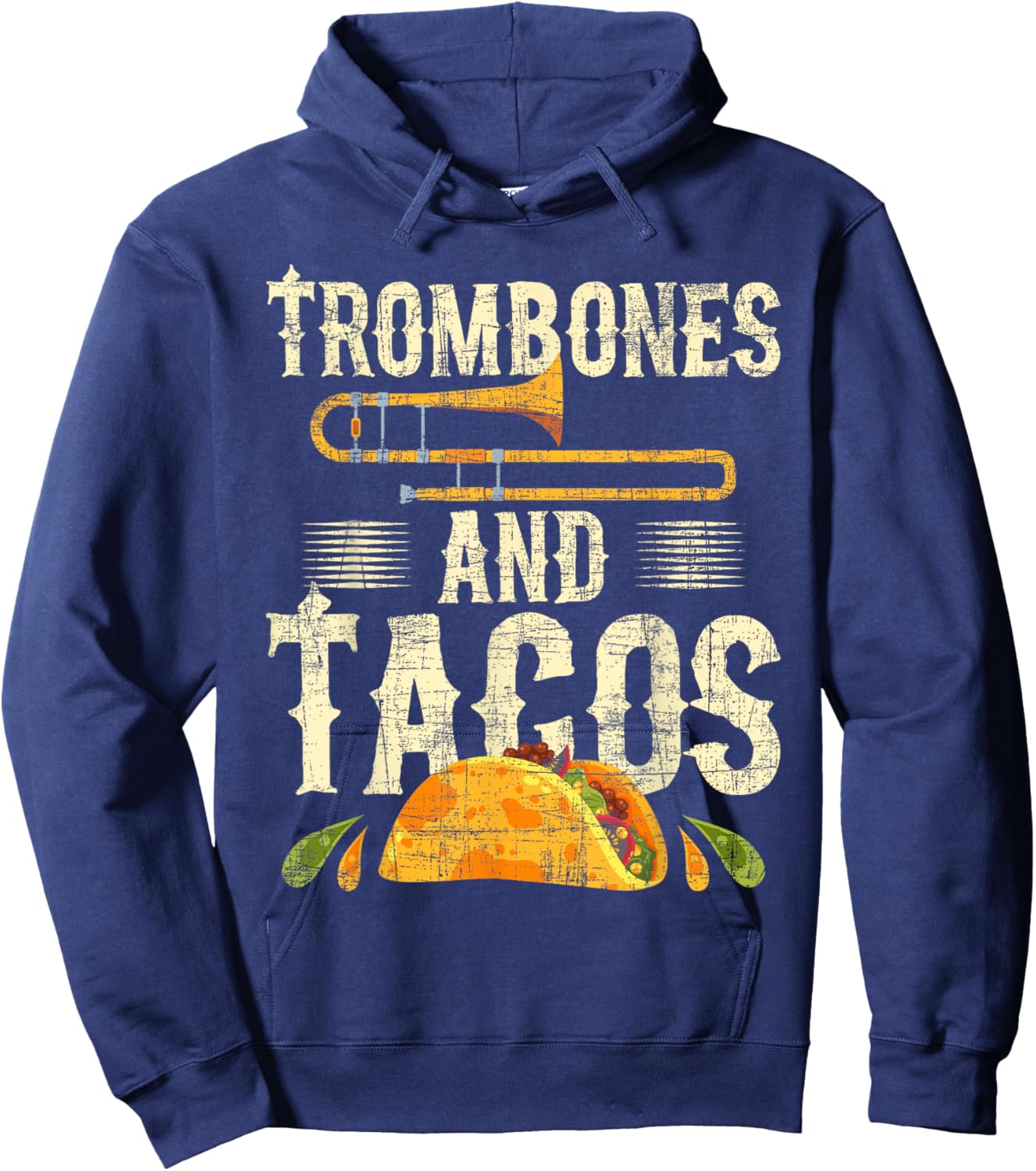 Trombones And Tacos - Trombone Player Trombonist Hoodie - Hoodie | Navy