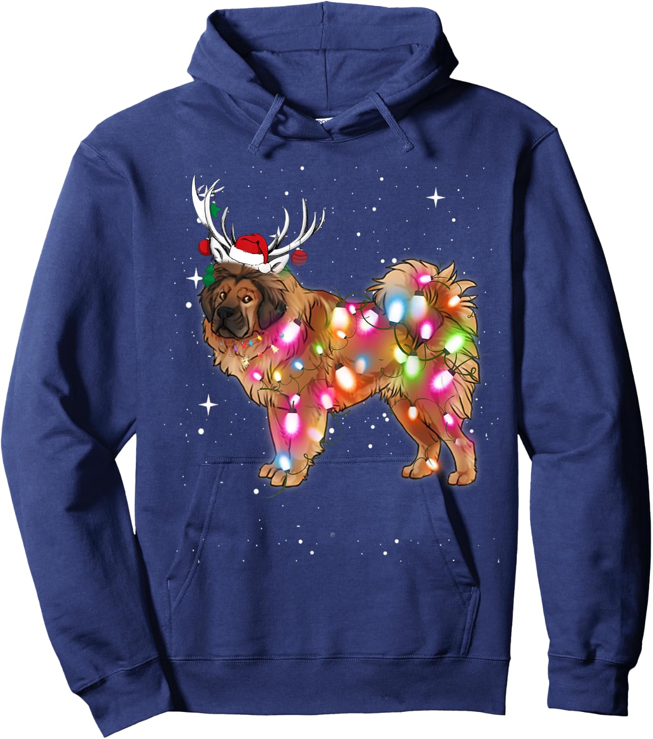 Christmas Lights Tibetan Mastiff Dog Hoodie - Hoodie | Navy