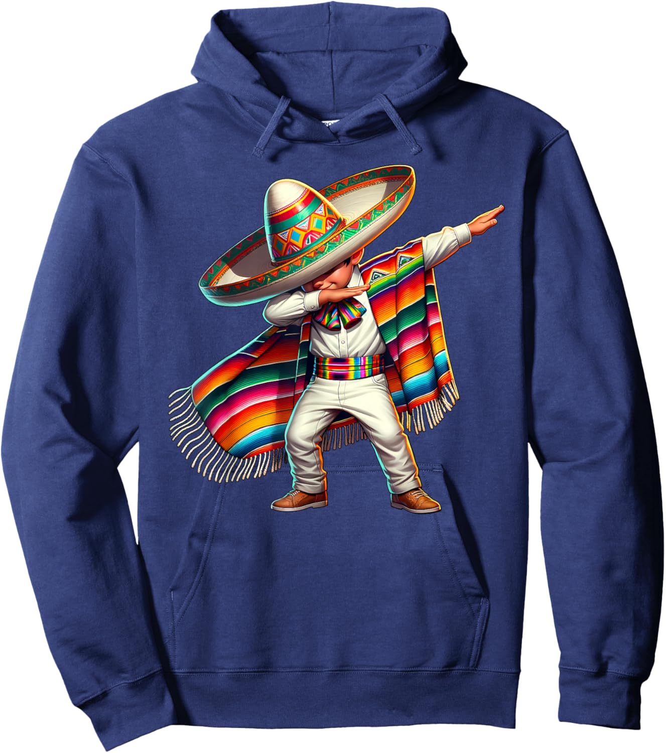 Funny Dabbing Mexican Poncho Sombrero Cinco de Mayo Boy Hoodie - Hoodie | Navy