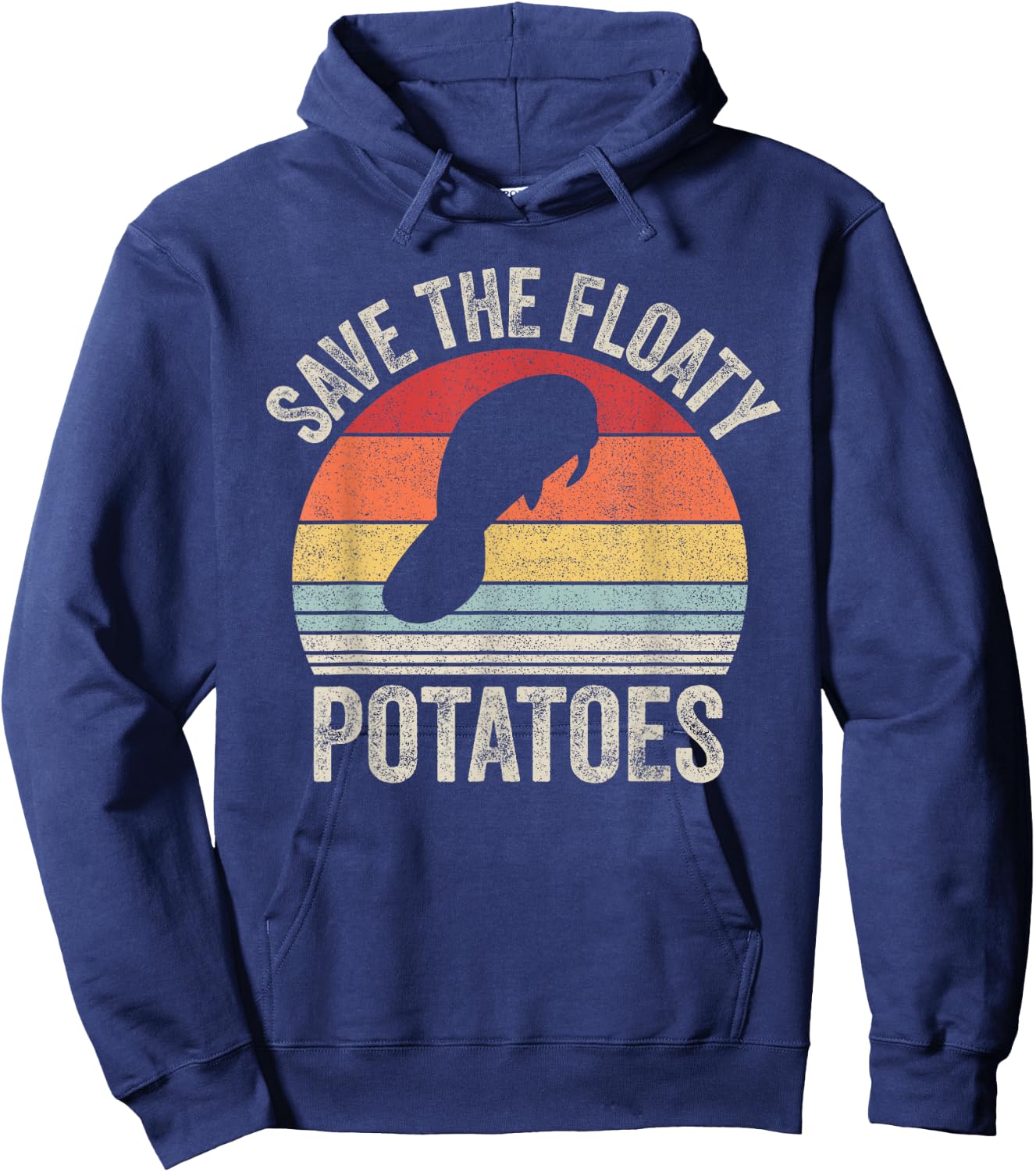 Vintage Retro Save The Floaty Potatoes Manatees Hoodie - Hoodie | Navy