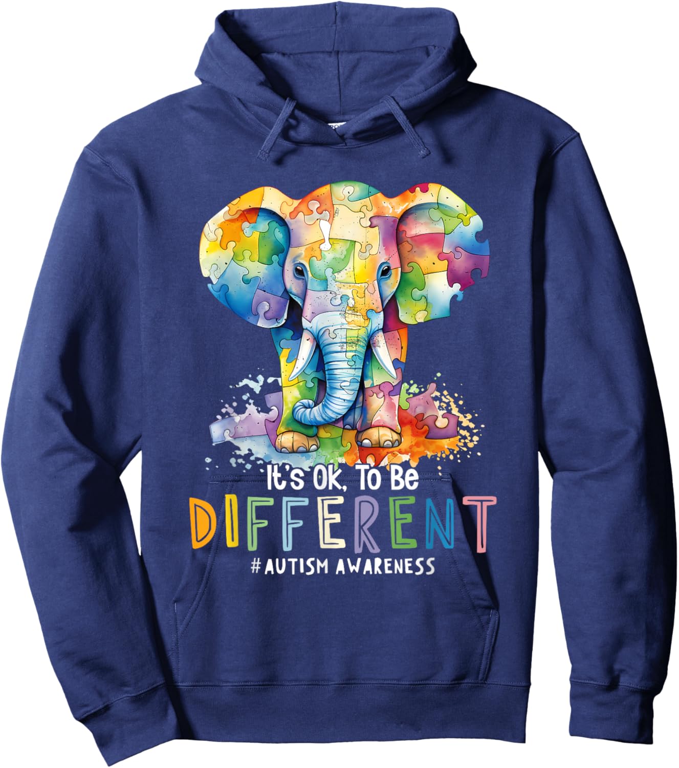 Autism Awareness Acceptance Elephant It's OK To Be Different Hoodie - Hoodie | Navy