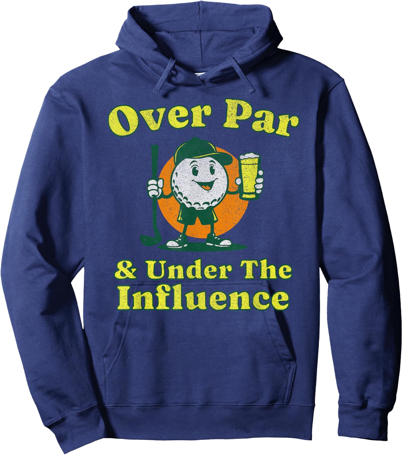 Over Par and Under The Influence Funny Vintage Golf Drinking Hoodie - Hoodie | Navy