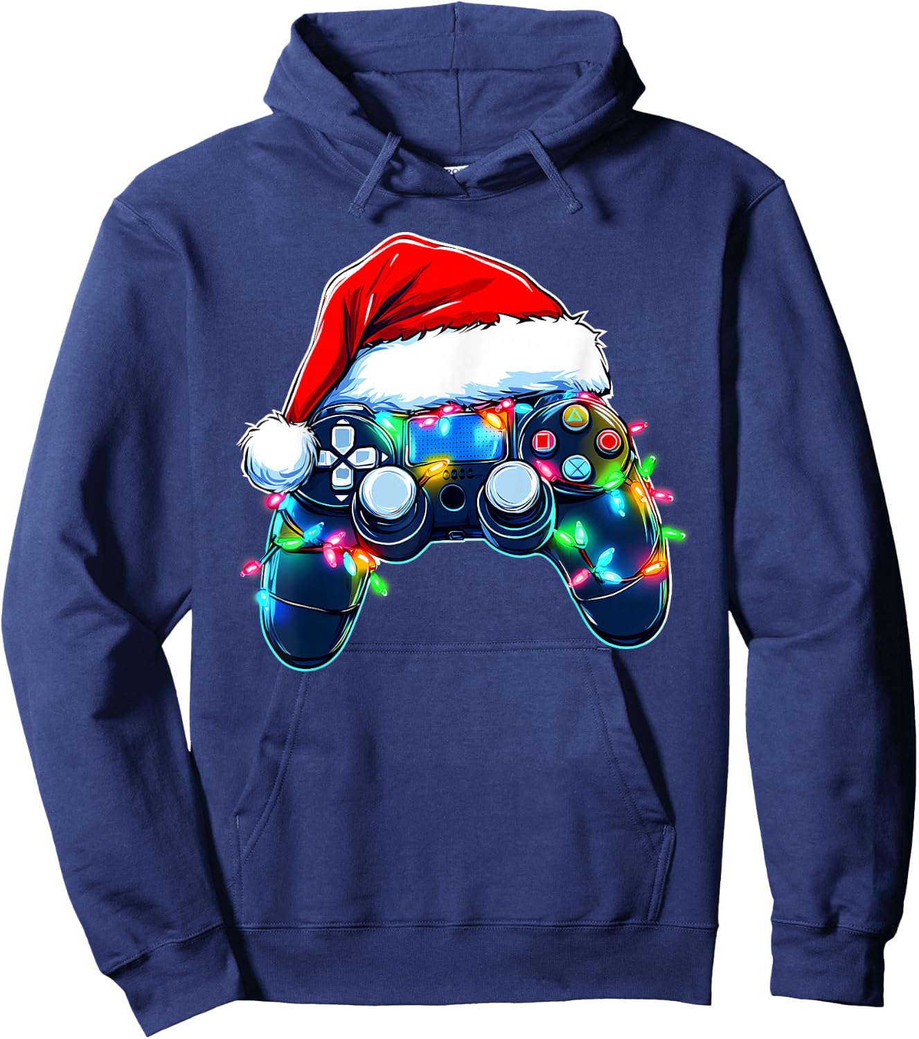 Video Game Controller Christmas Santa Hat Gamer Boys Hoodie - Hoodie | Navy