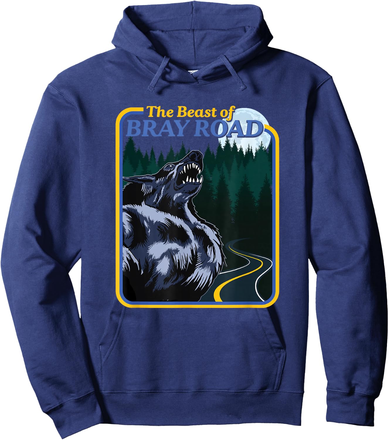 National Introvert Society Retro Wisconsin Dogman Cryptid - Black, Small Hoodie - Hoodie | Navy