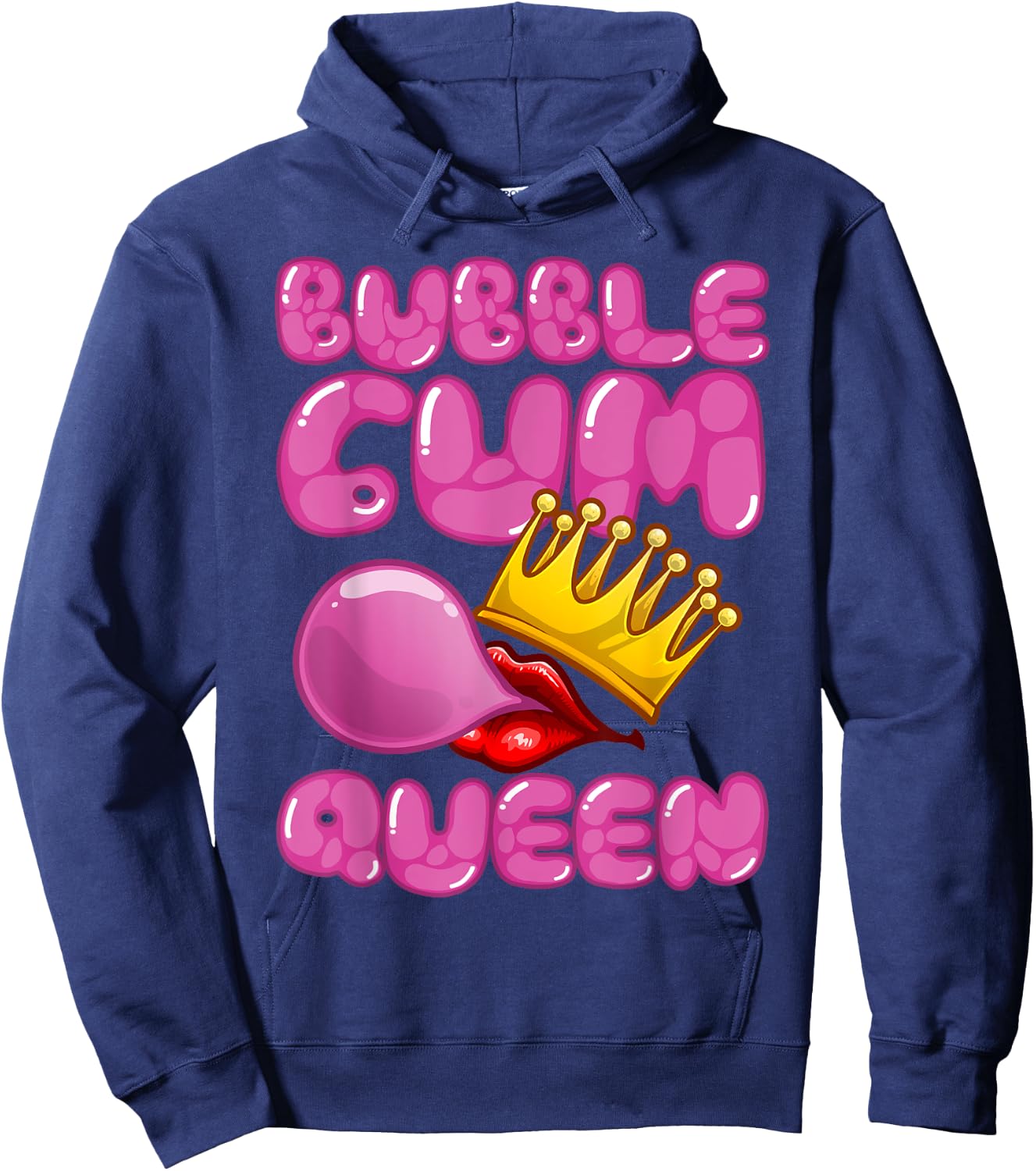 Cute Bubble Gum Art Girls Kids Bubble Gum Queen Hoodie - Hoodie | Navy