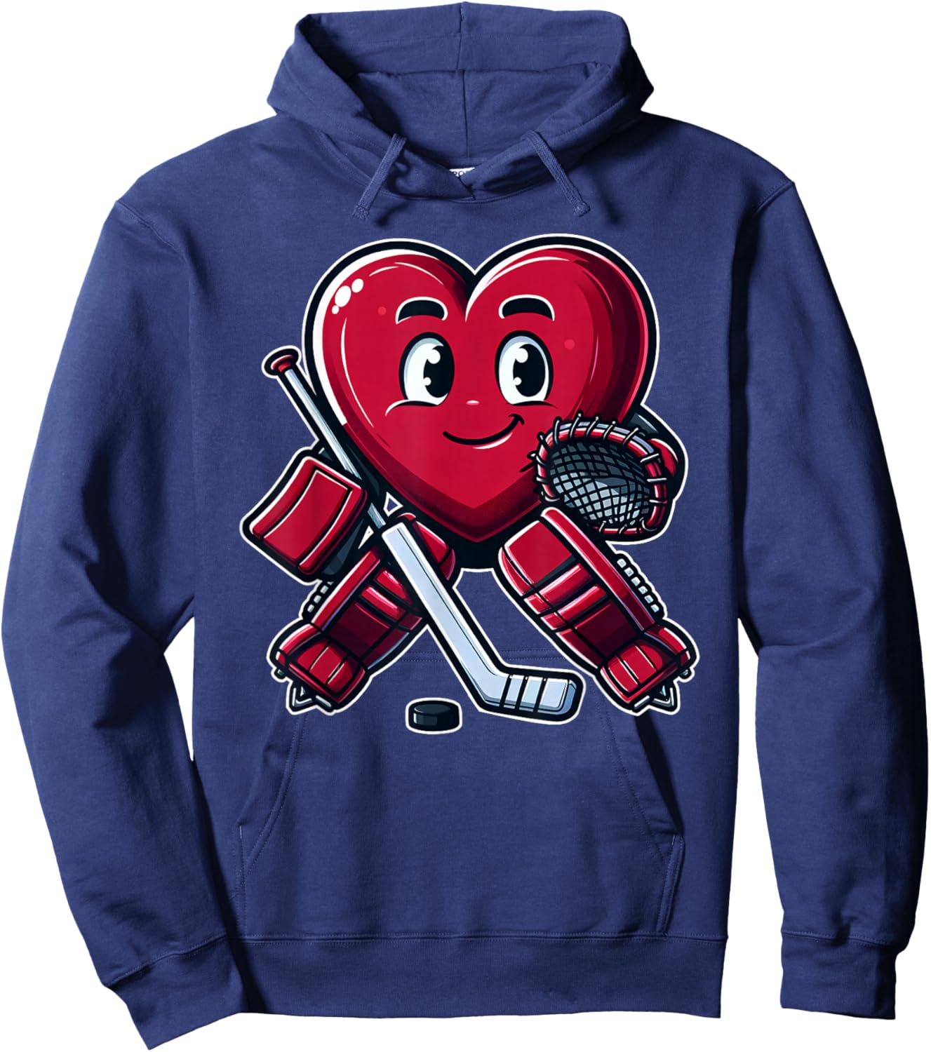 Valentine's Day Heart Ice Hockey Goalie Hoodie - Hoodie | Navy