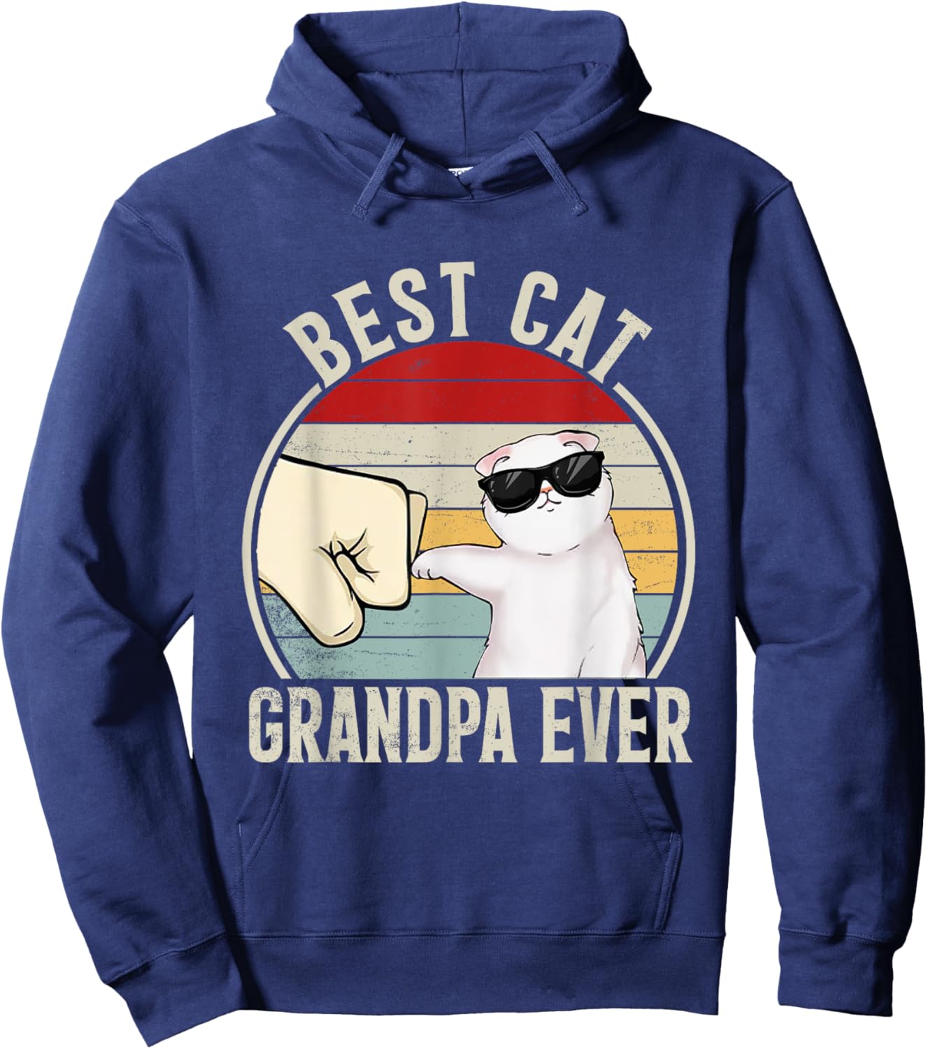 Retro Best Cat Grandpa Ever Funny Fist Bump Granddad Women Hoodie - Hoodie | Navy