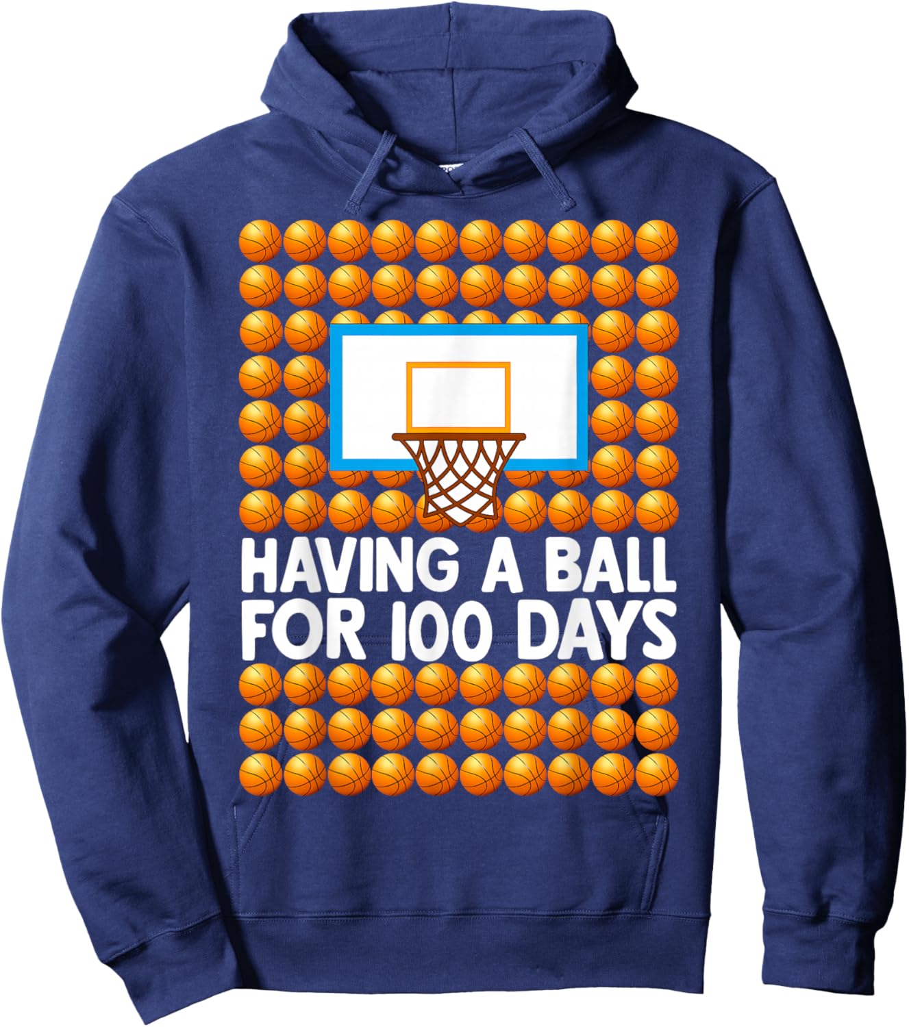 100 Days of School Boys Kids 100th Day of School Basketball Hoodie - Hoodie | Navy