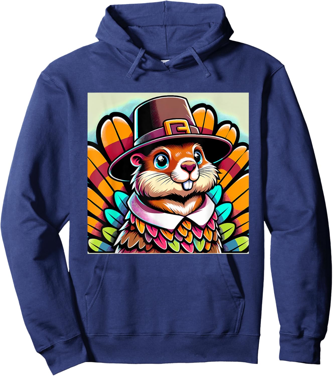 Humor Thanksgiving Turkey Groundhog Hoodie - Hoodie | Navy