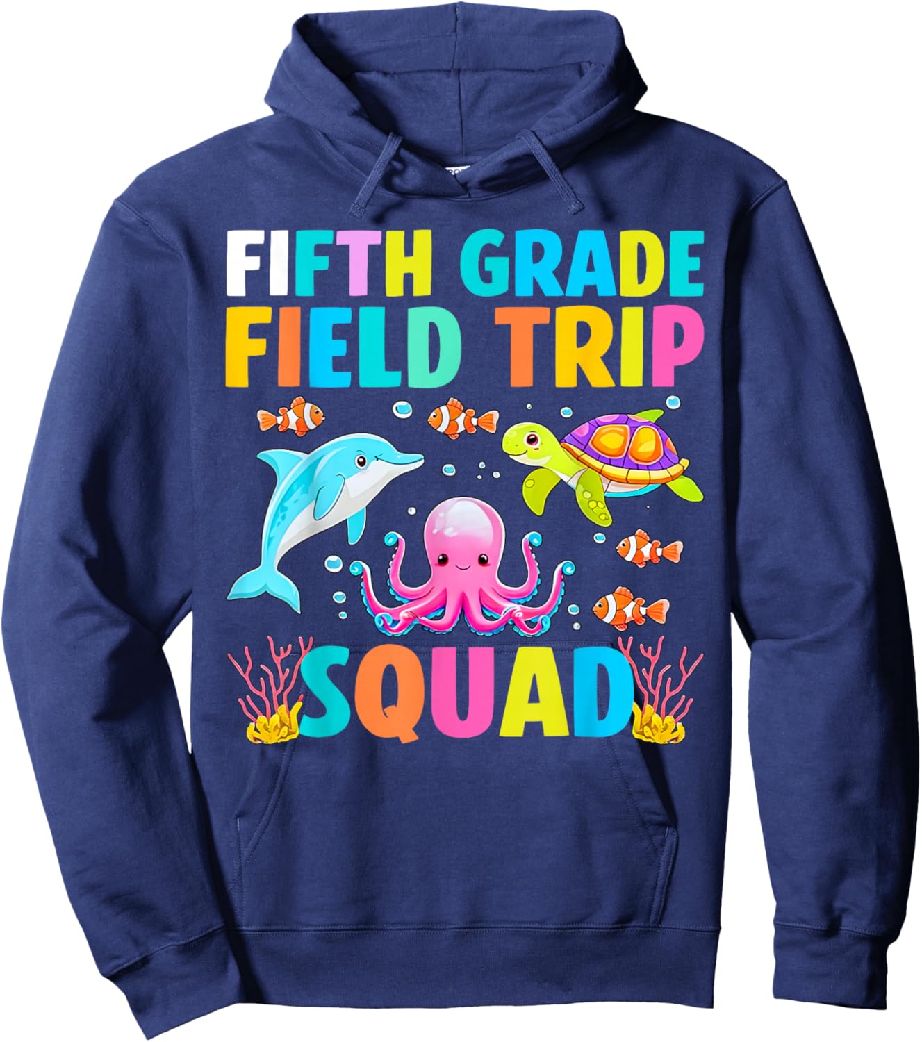 Fifth Grade Field Trip Squad Aquarium Matching Teacher Kid Hoodie - Hoodie | Navy