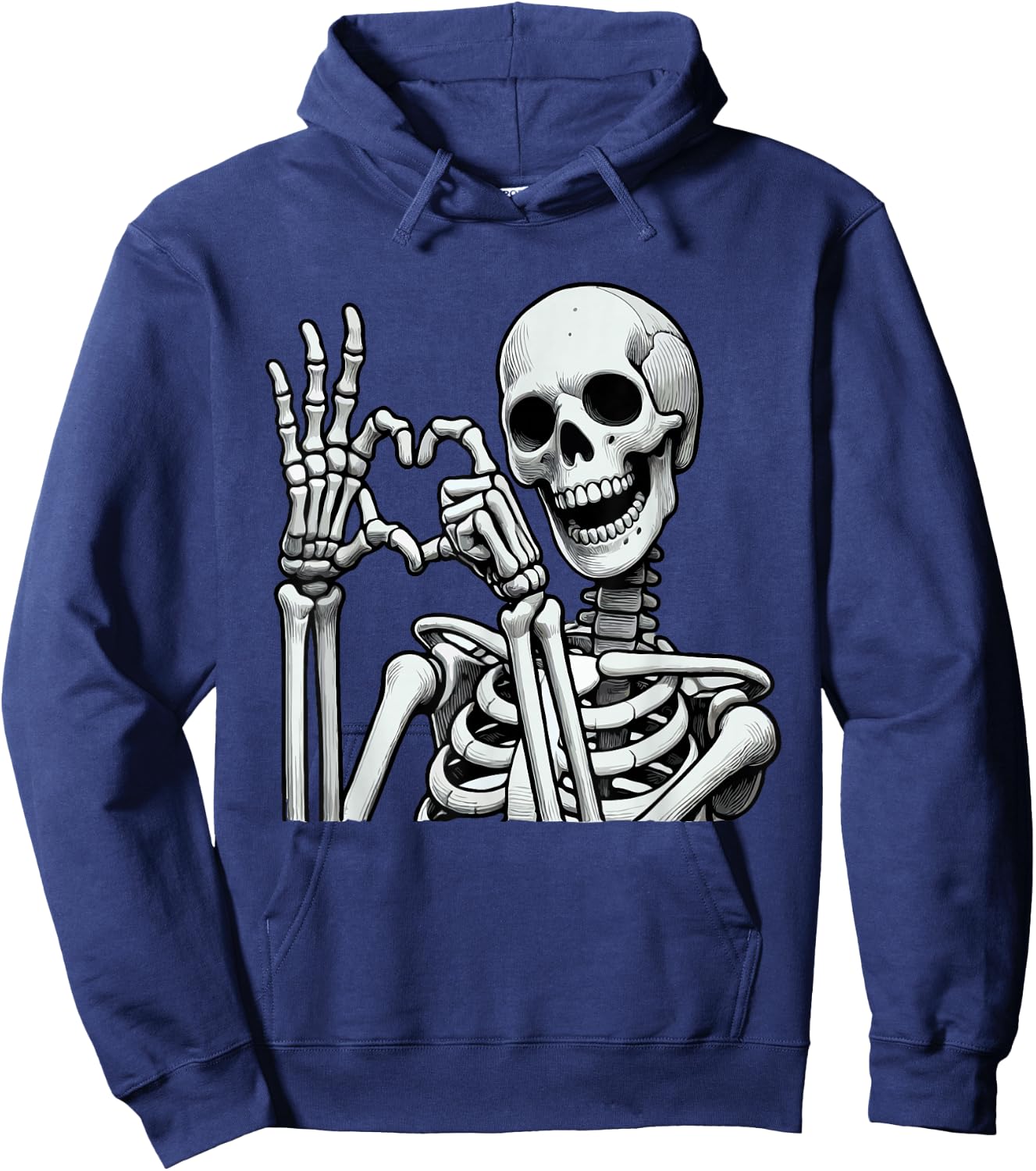Skeleton Love Hands Halloween Finger Heart Sign Hoodie - Hoodie | Navy