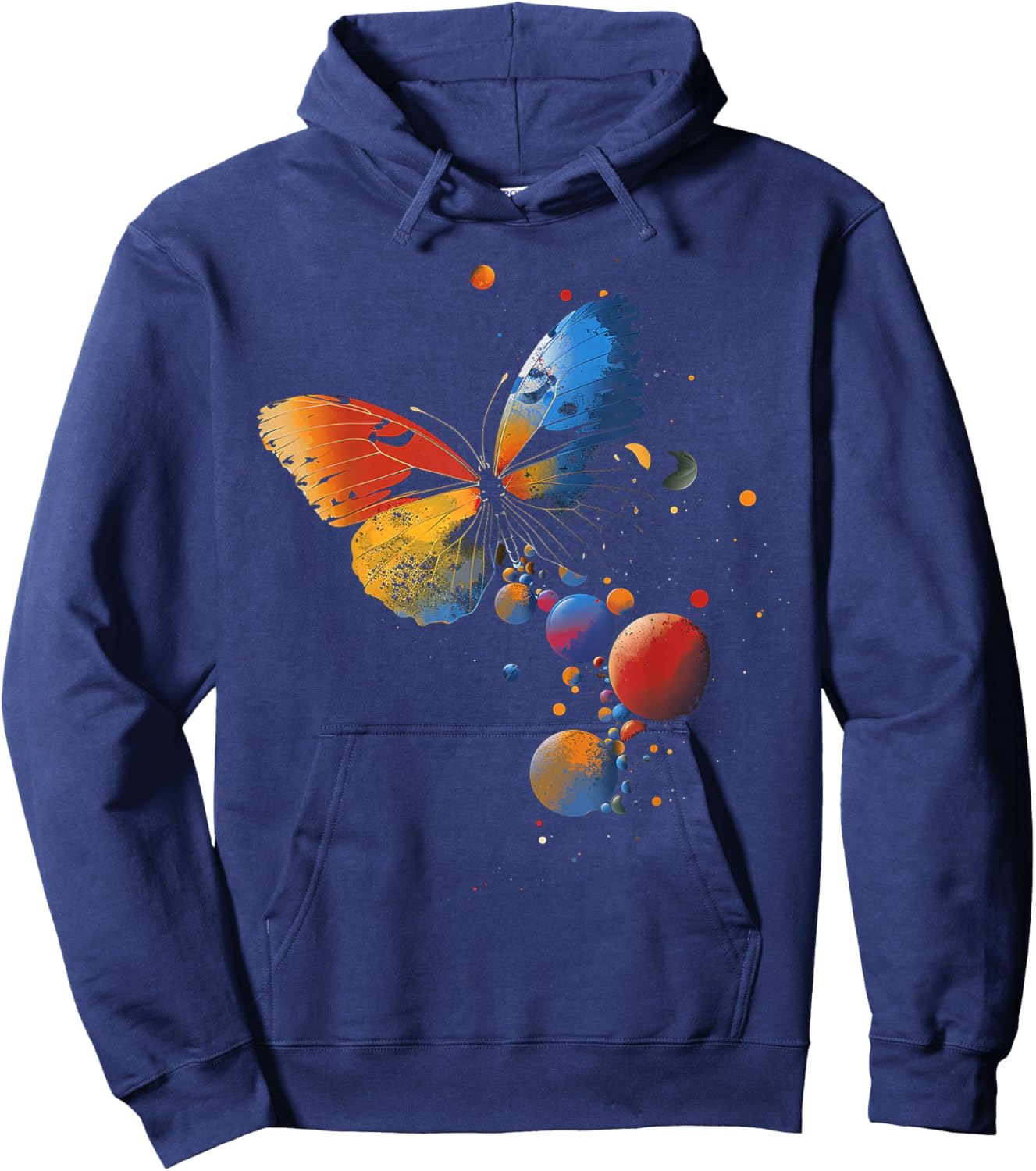 Butterfly Planets Geometric Colorful Animal Art Butterfly Hoodie - Hoodie | Navy