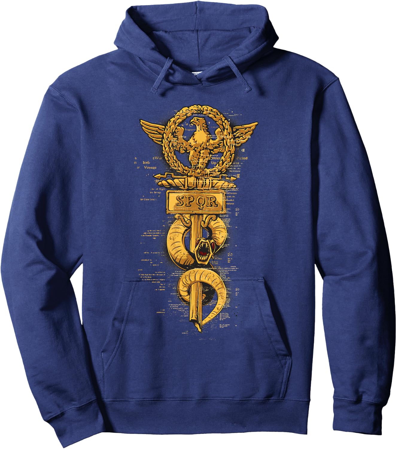S.P.Q.R. Senatus Populusque Romanus War Banner Eagle Design Hoodie - Hoodie | Navy