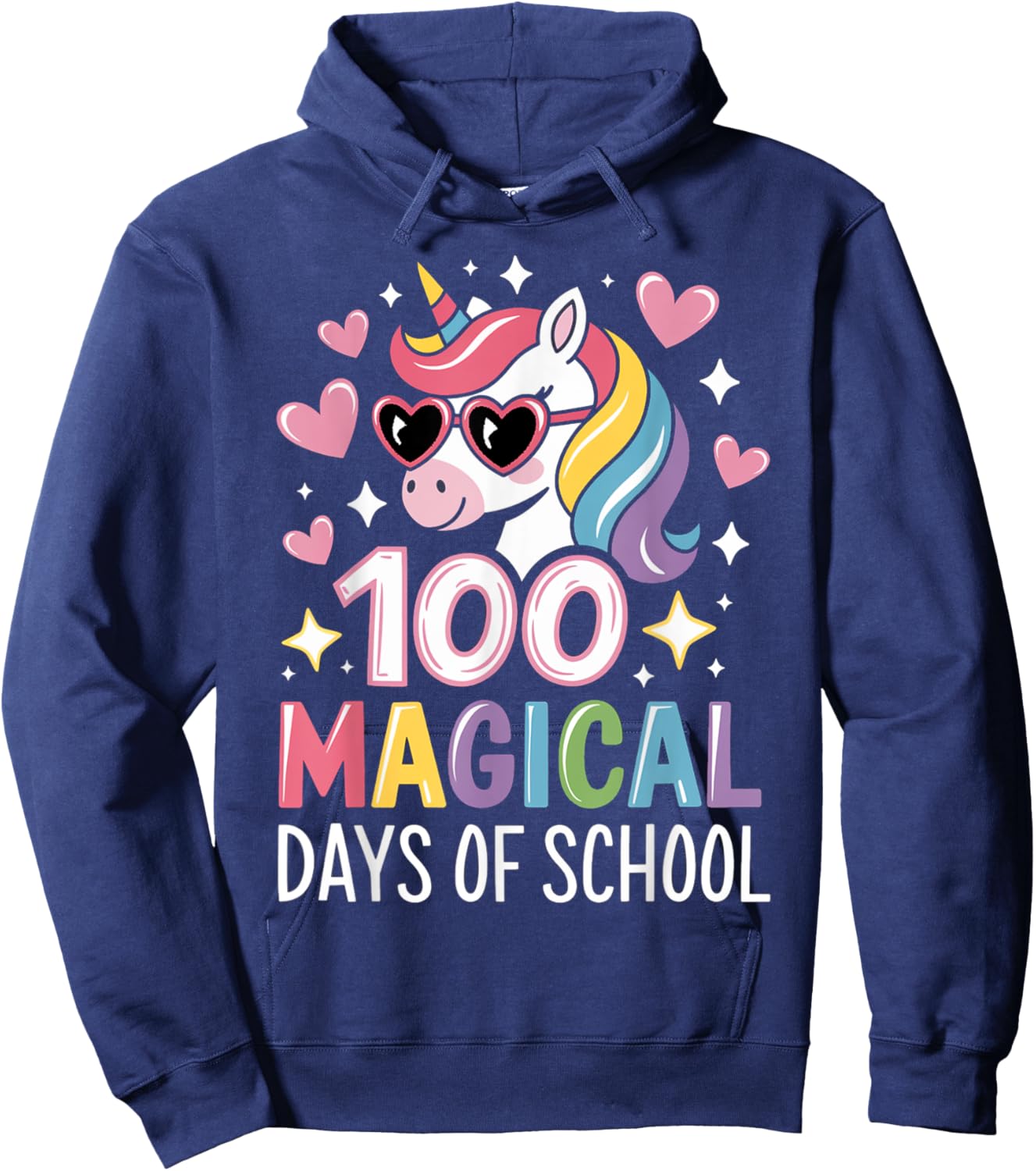 100 Magical Days of School Unicorn 100th Day Of School Girls Hoodie - Hoodie | Navy